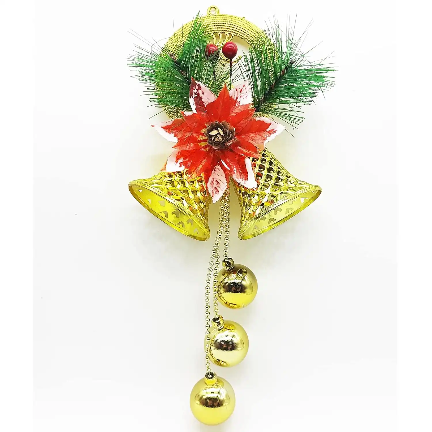 Ascension Designer Christmas Decorative Bell for Christmas Tree Decorations Hanging Bells Ornaments for Main Door Home Decoration Xmas Tree Hanging Ornaments Golden