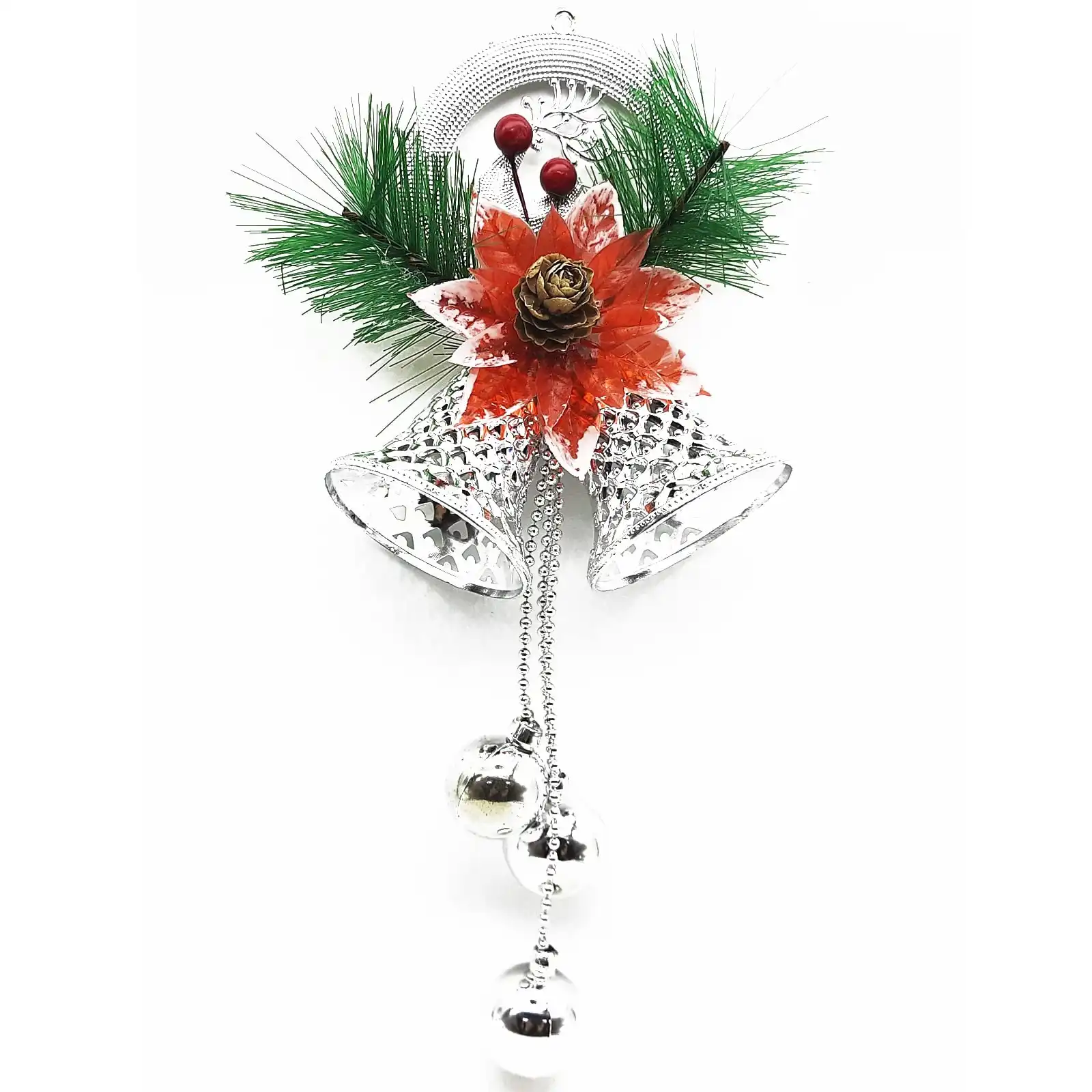 Ascension Designer Christmas Decorative Bell for Christmas Tree Decorations Hanging Bells Ornaments for Main Door Home Decoration Xmas Tree Hanging Ornaments Silver
