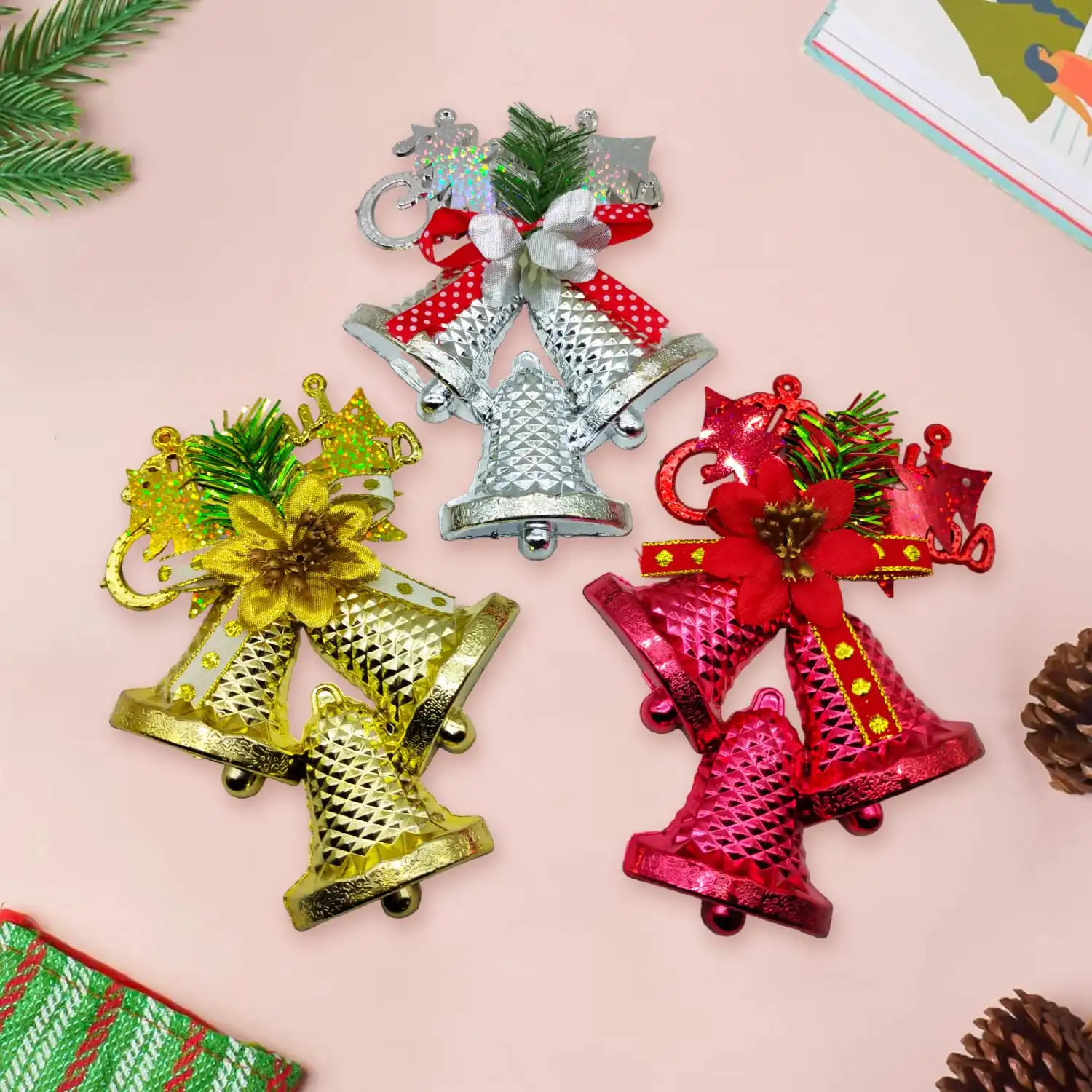 Ascension Christmas Decorative Bow, 20x13cm Large Bowknot for Wreath Garland Treetopper Xmas Tree Ornament Home Wall Door