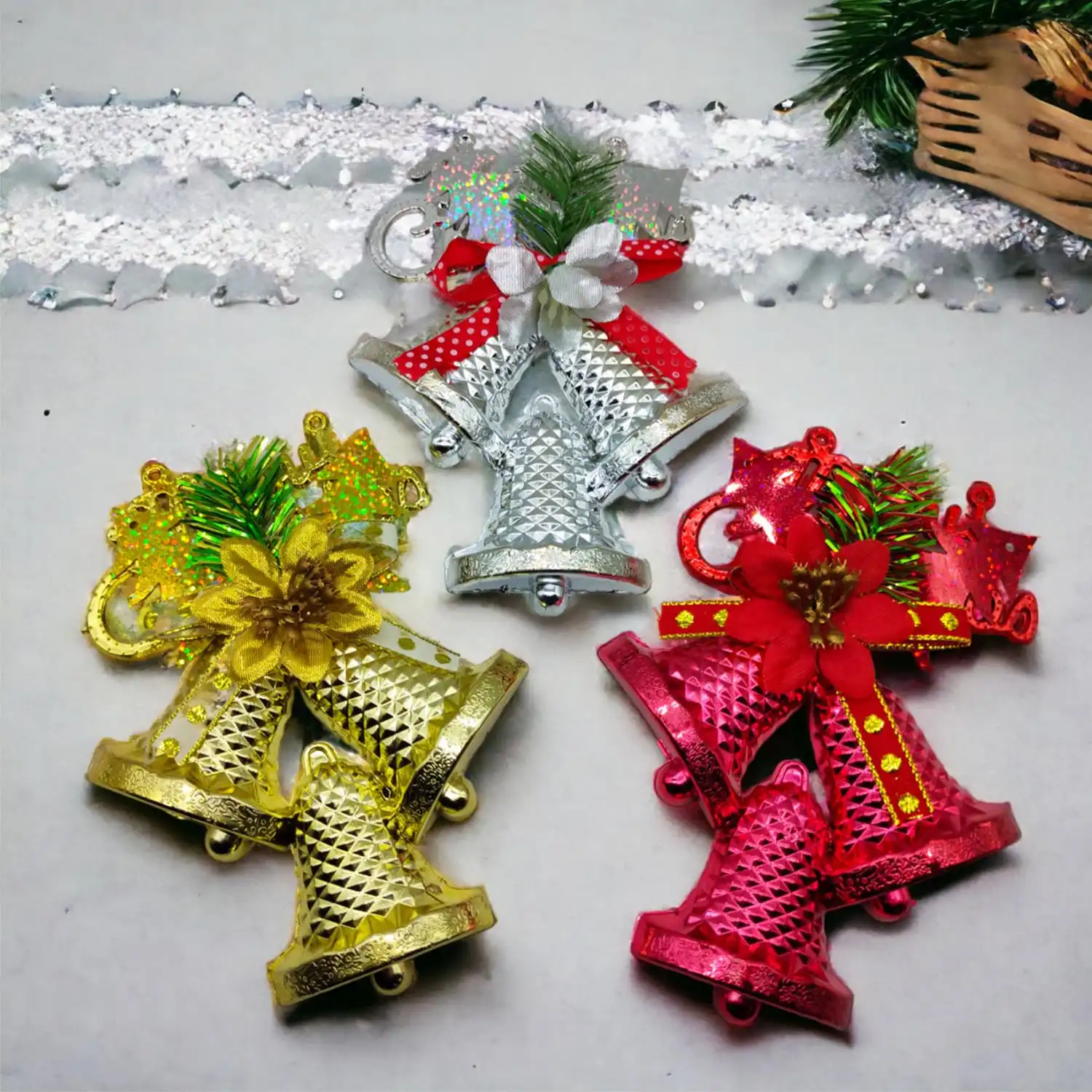 Ascension Christmas Decorative Bow, 20x13cm Large Bowknot for Wreath Garland Treetopper Xmas Tree Ornament Home Wall Door - Image 2