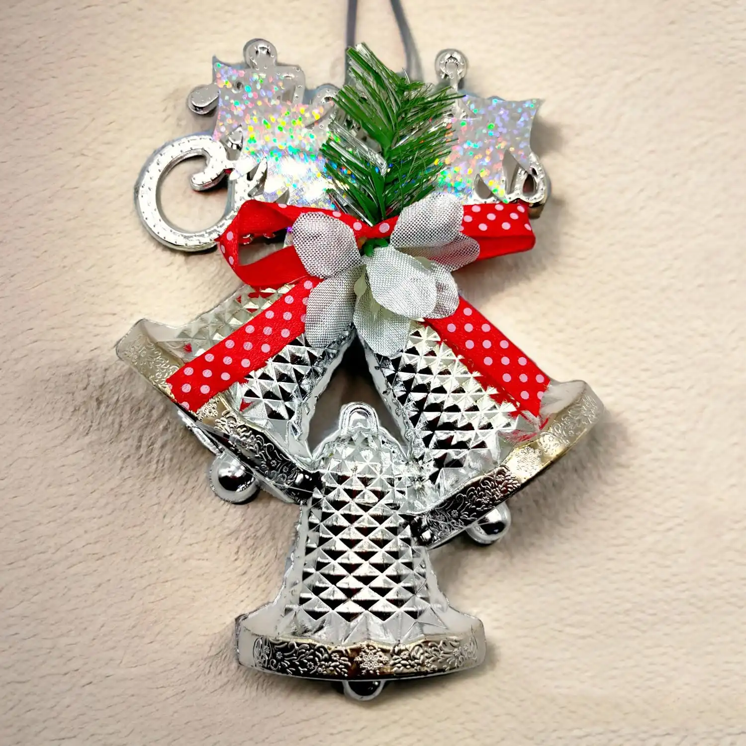 Ascension Christmas Decorative Bow, 20x13cm Large Bowknot for Wreath Garland Treetopper Xmas Tree Ornament Home Wall Door - Image 3