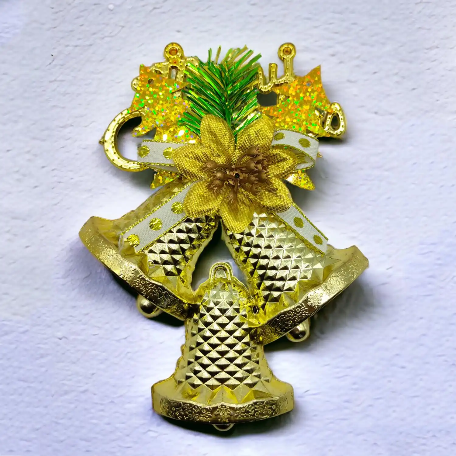 Ascension Christmas Decorative Bow, 20x13cm Large Bowknot for Wreath Garland Treetopper Xmas Tree Ornament Home Wall Door - Image 4