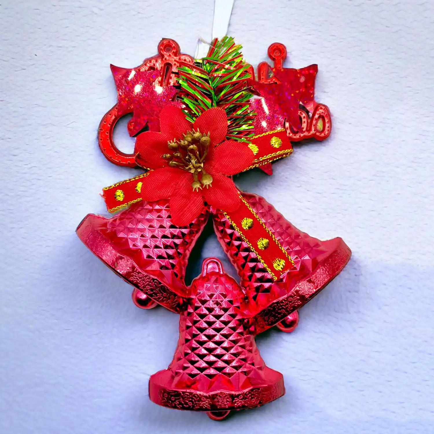 Ascension Christmas Decorative Bow, 20x13cm Large Bowknot for Wreath Garland Treetopper Xmas Tree Ornament Home Wall Door - Image 5