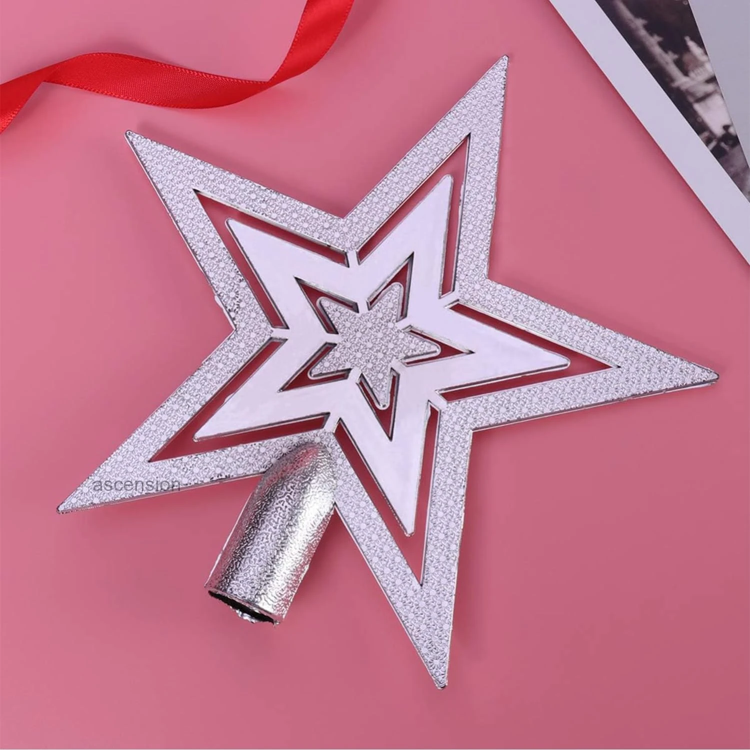 Ascension Christmas Star Tree Top Silver Star for Tree Decorations