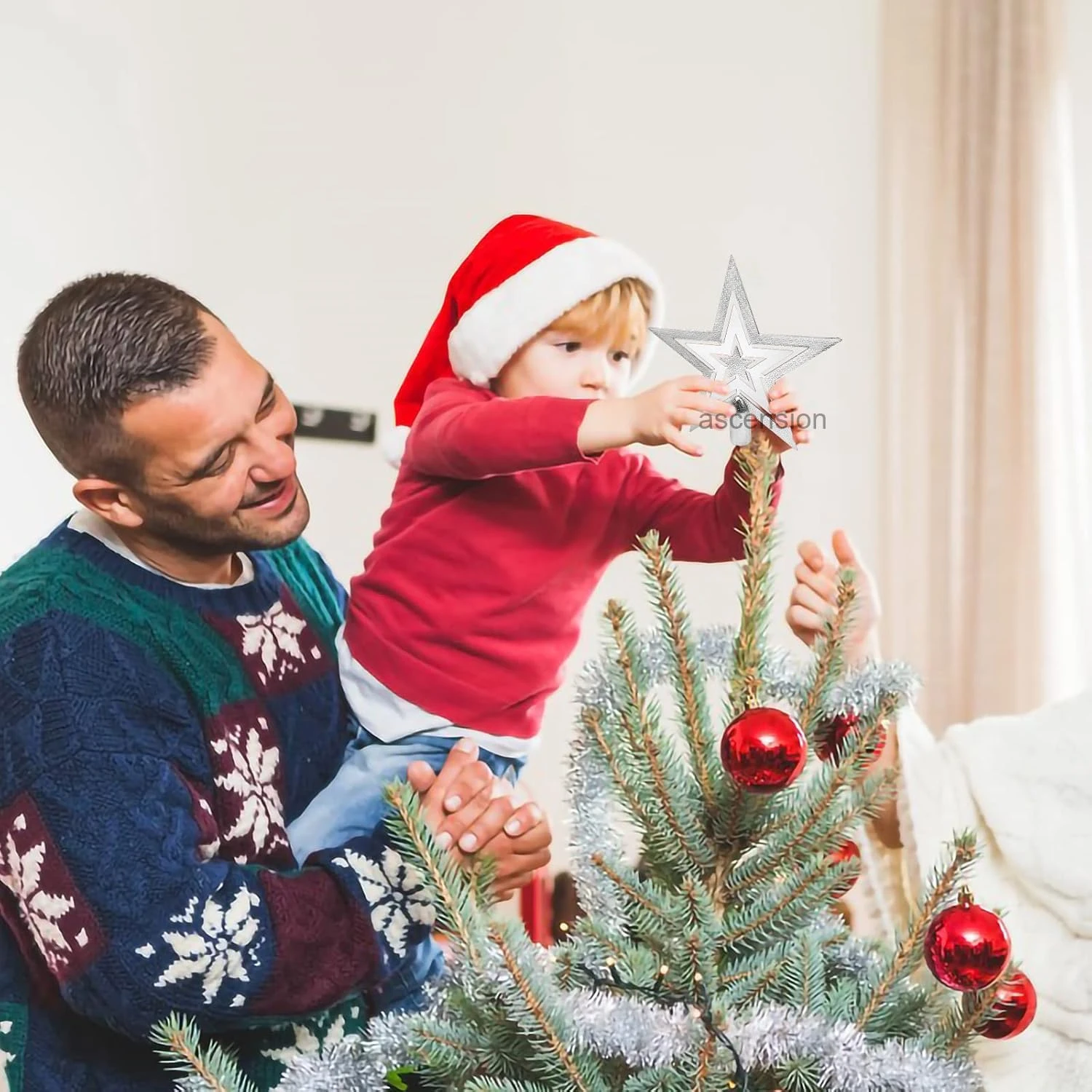Ascension Christmas Star Tree Top Silver Star for Tree Decorations - Image 3
