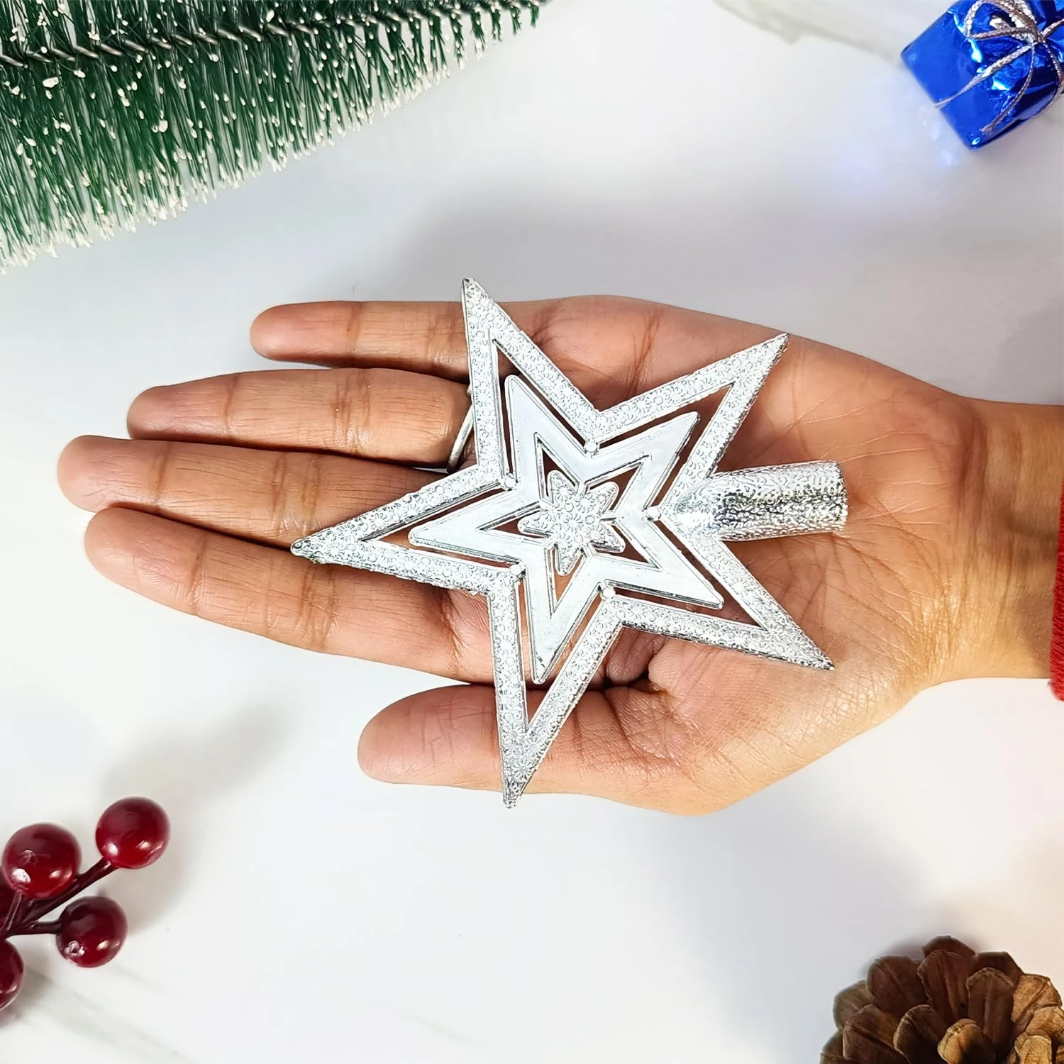 Ascension Christmas Star Tree Top Silver Star for Tree Decorations - Image 4