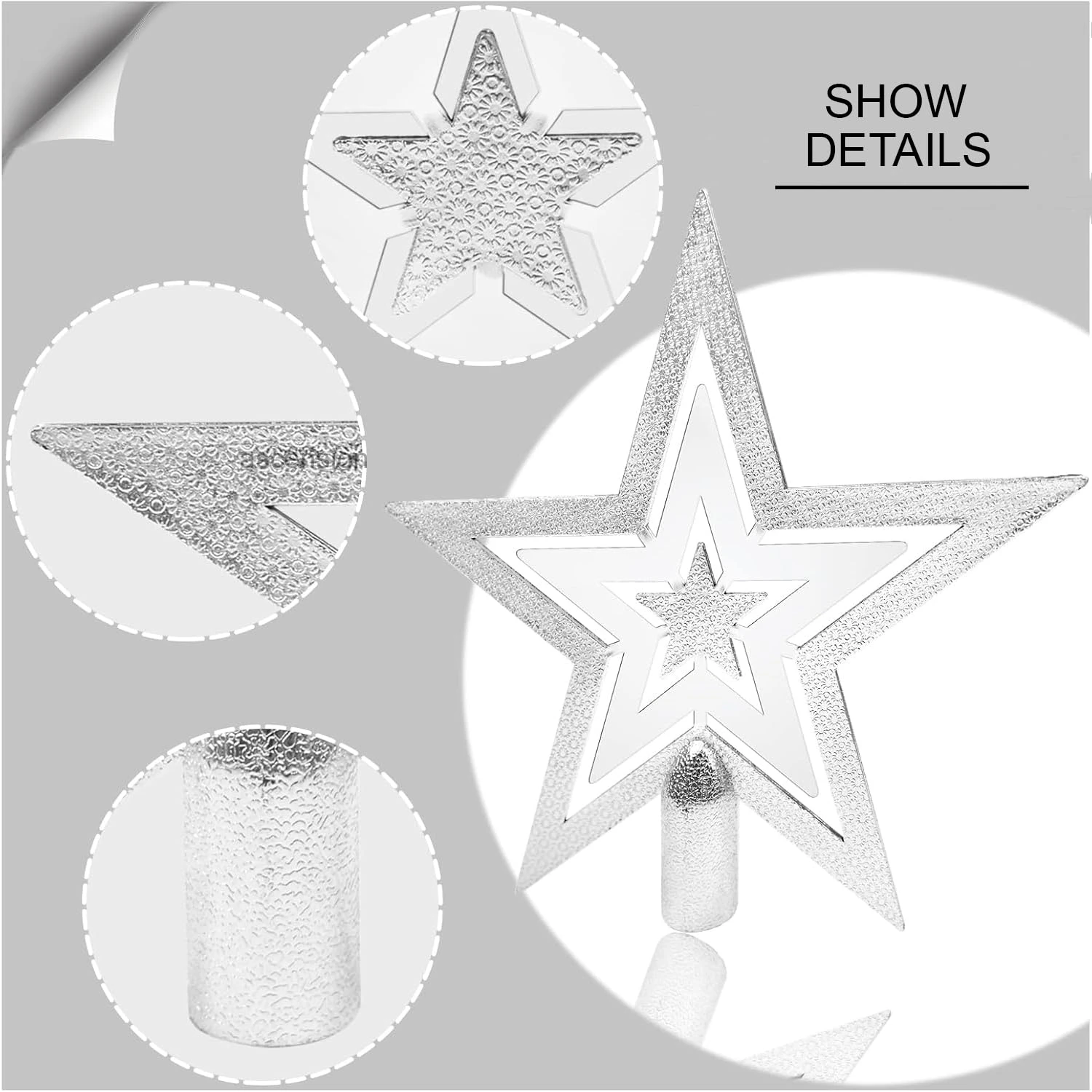 Ascension Christmas Star Tree Top Silver Star for Tree Decorations - Image 5