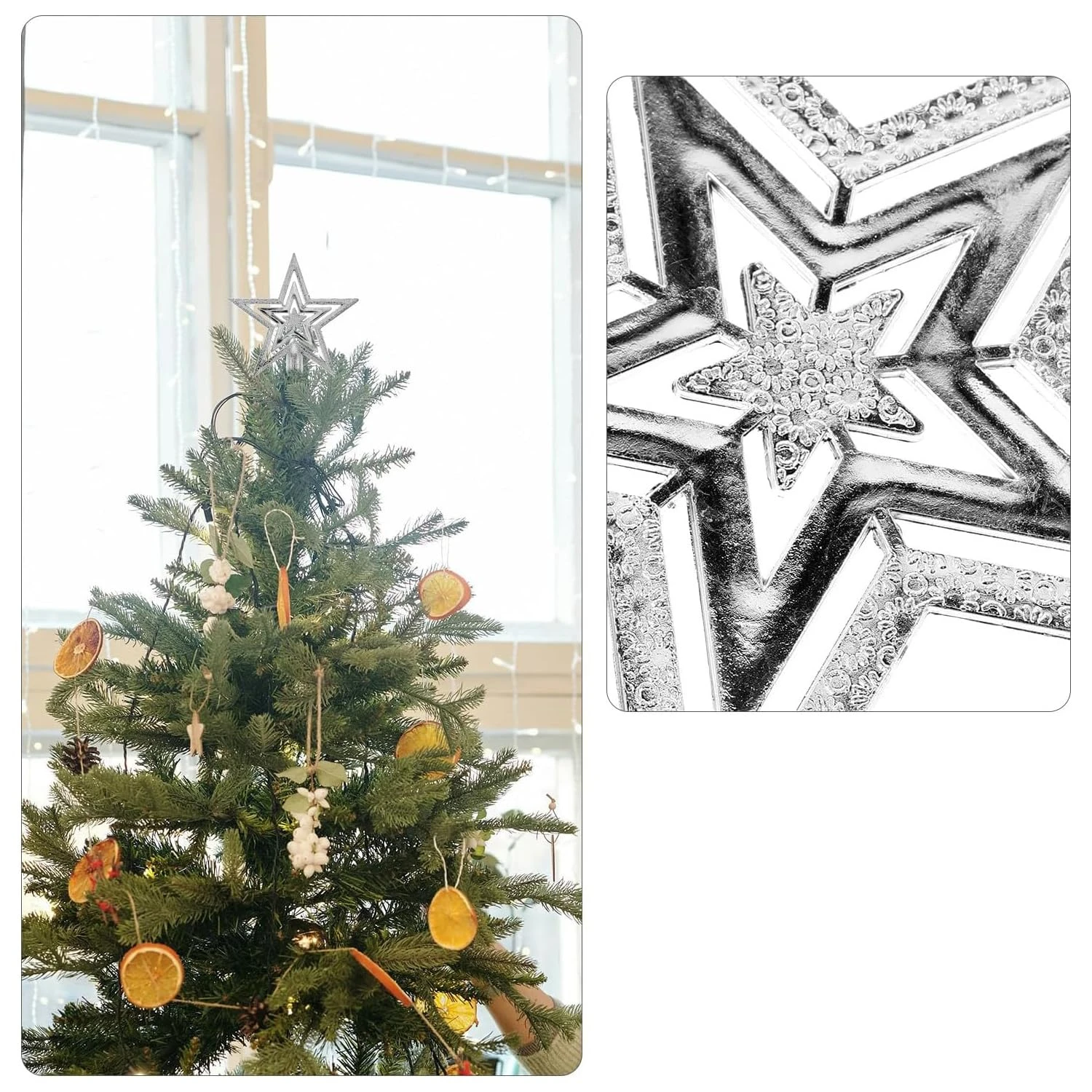 Ascension Christmas Star Tree Top Silver Star for Tree Decorations - Image 6