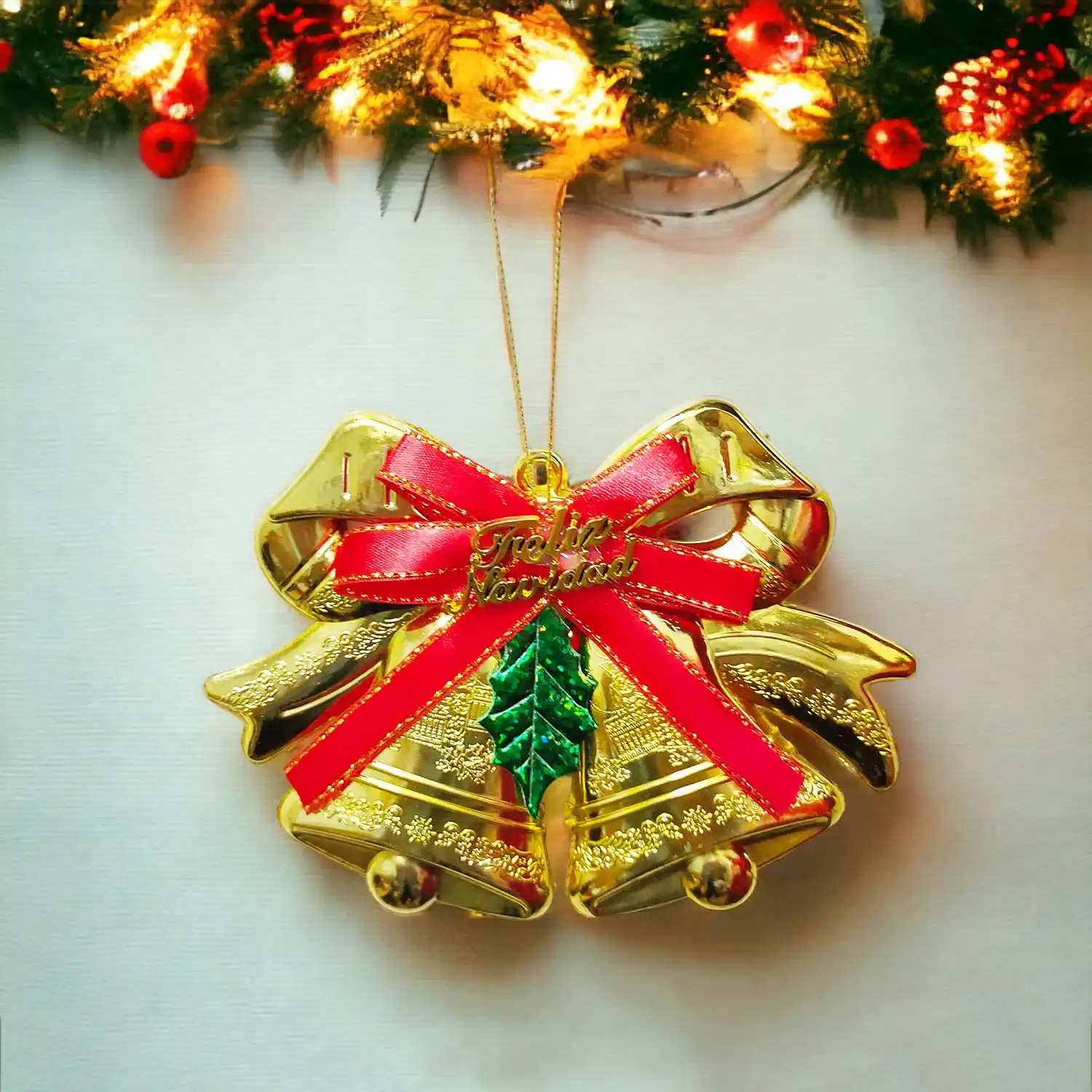 Ascension Christmas Decorative Bow Bowknot for Wreath Garland Treetopper Xmas Tree Ornament Home Wall Door Decoration