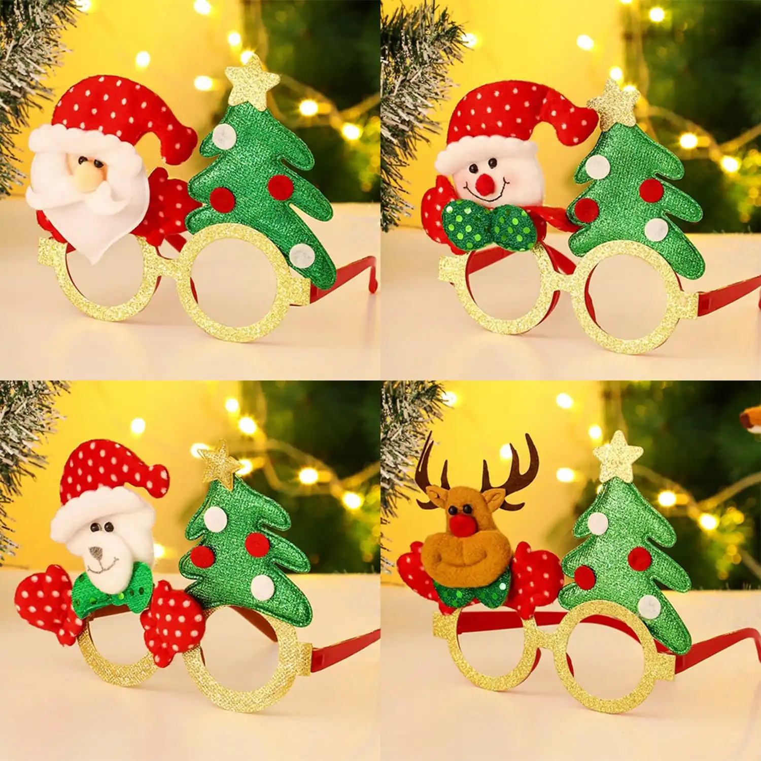 Ascension 2Pcs Christmas Theme Eyeglasses Goggles Merry Christmas Xmas Party Accessories Christmas Party GogglesChristmas Gift for Kids Assorted Design Christmas Goggles