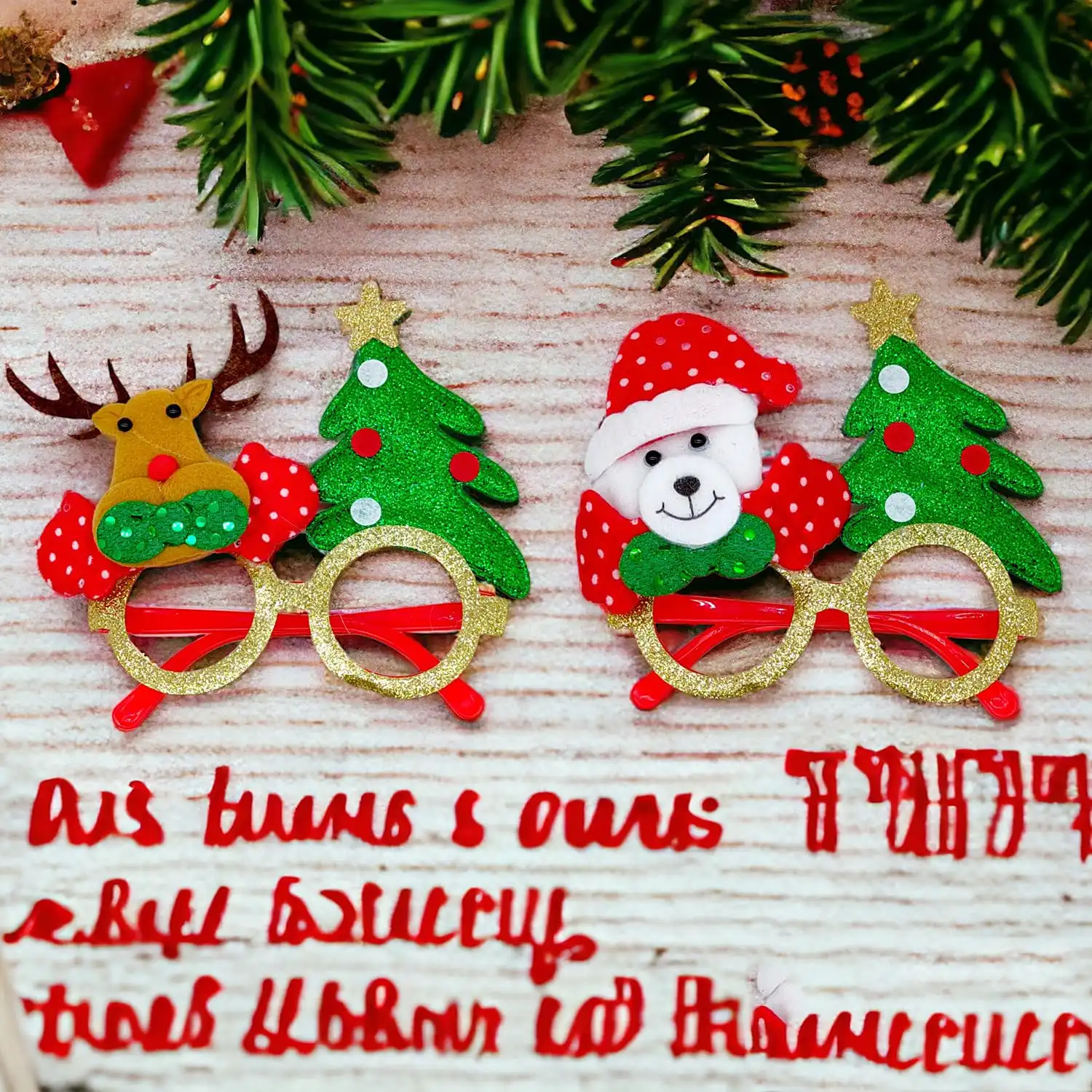 Ascension 2Pcs Christmas Theme Eyeglasses Goggles Merry Christmas Xmas Party Accessories Christmas Party GogglesChristmas Gift for Kids Assorted Design Christmas Goggles - Image 2