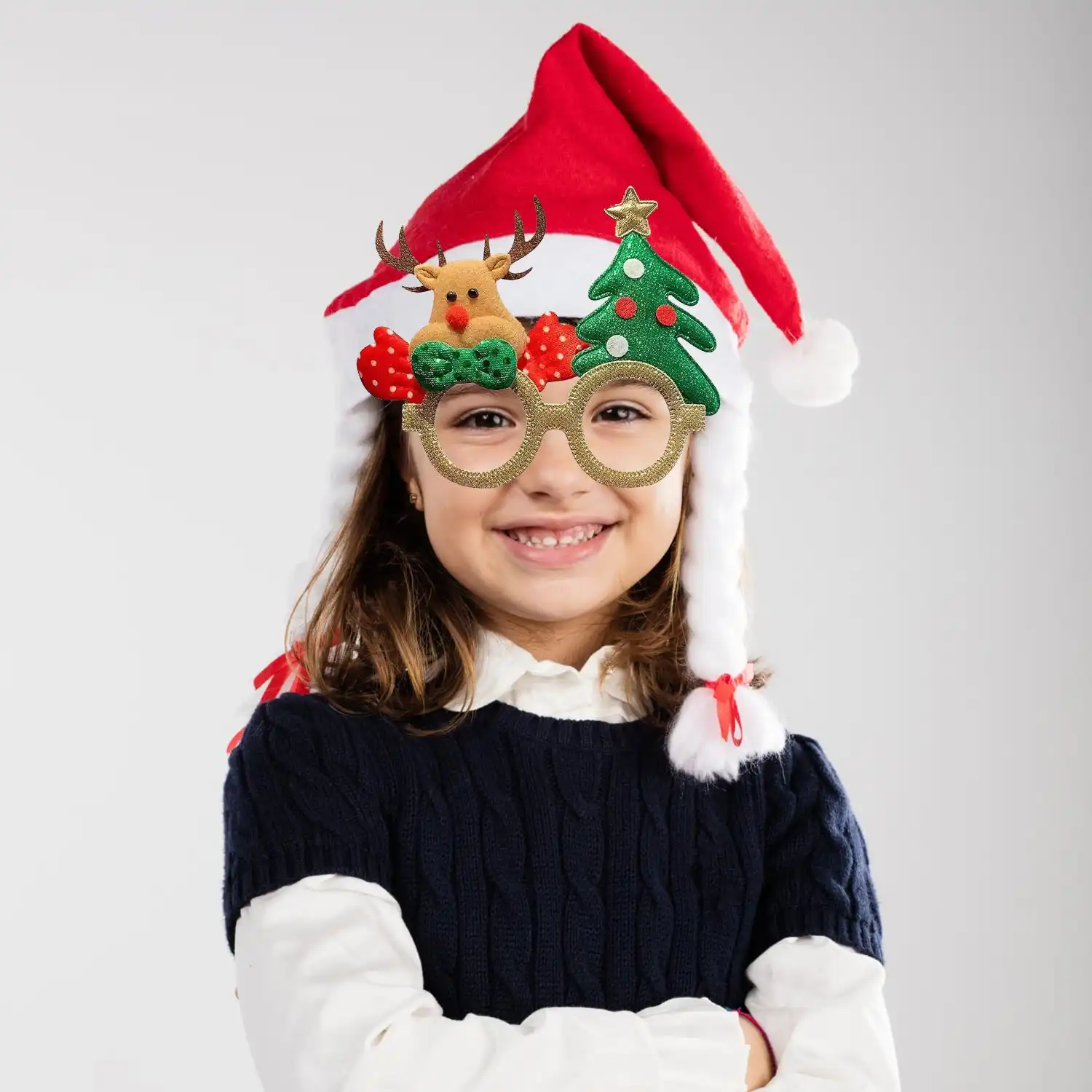 Ascension 2Pcs Christmas Theme Eyeglasses Goggles Merry Christmas Xmas Party Accessories Christmas Party GogglesChristmas Gift for Kids Assorted Design Christmas Goggles - Image 3