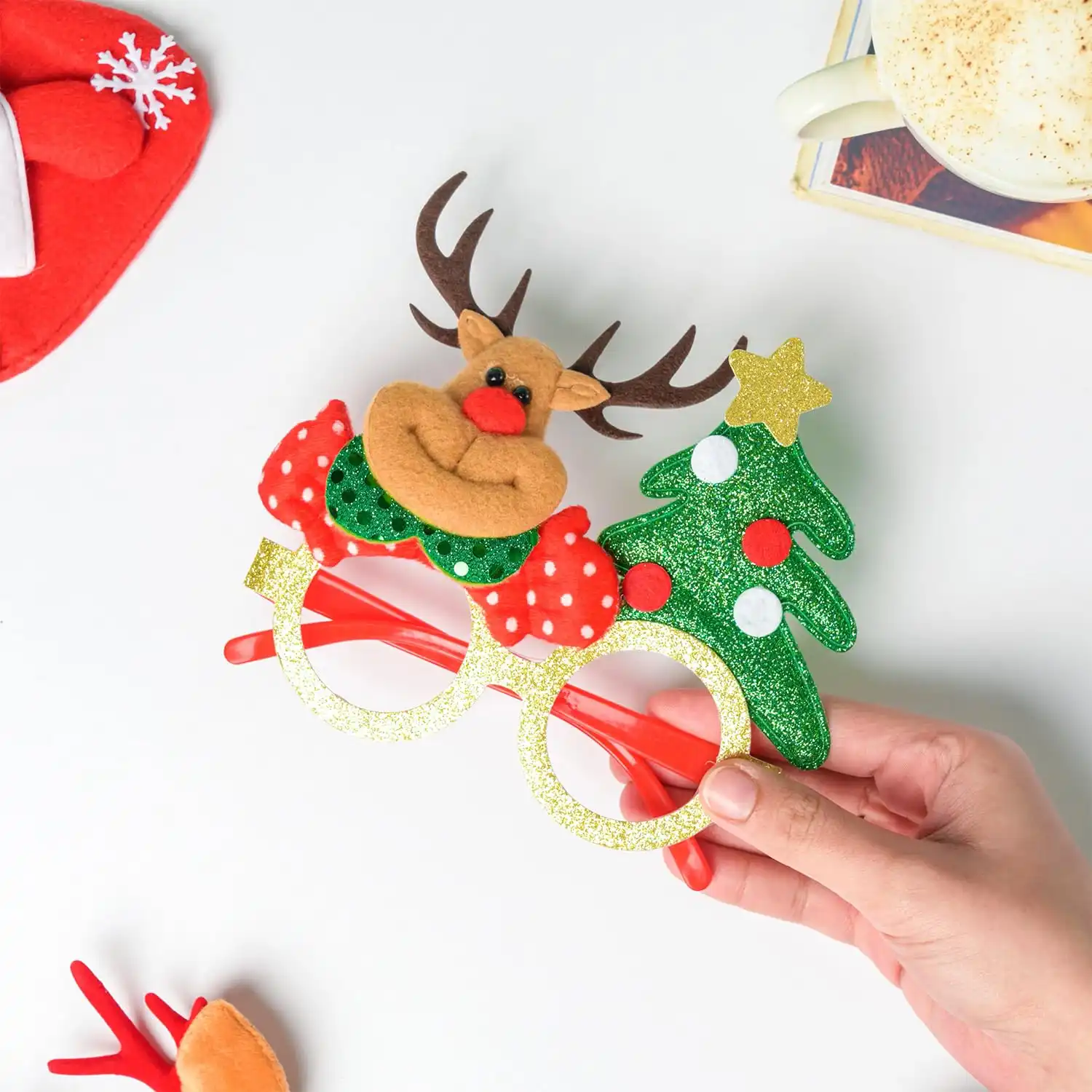 Ascension 2Pcs Christmas Theme Eyeglasses Goggles Merry Christmas Xmas Party Accessories Christmas Party GogglesChristmas Gift for Kids Assorted Design Christmas Goggles - Image 4