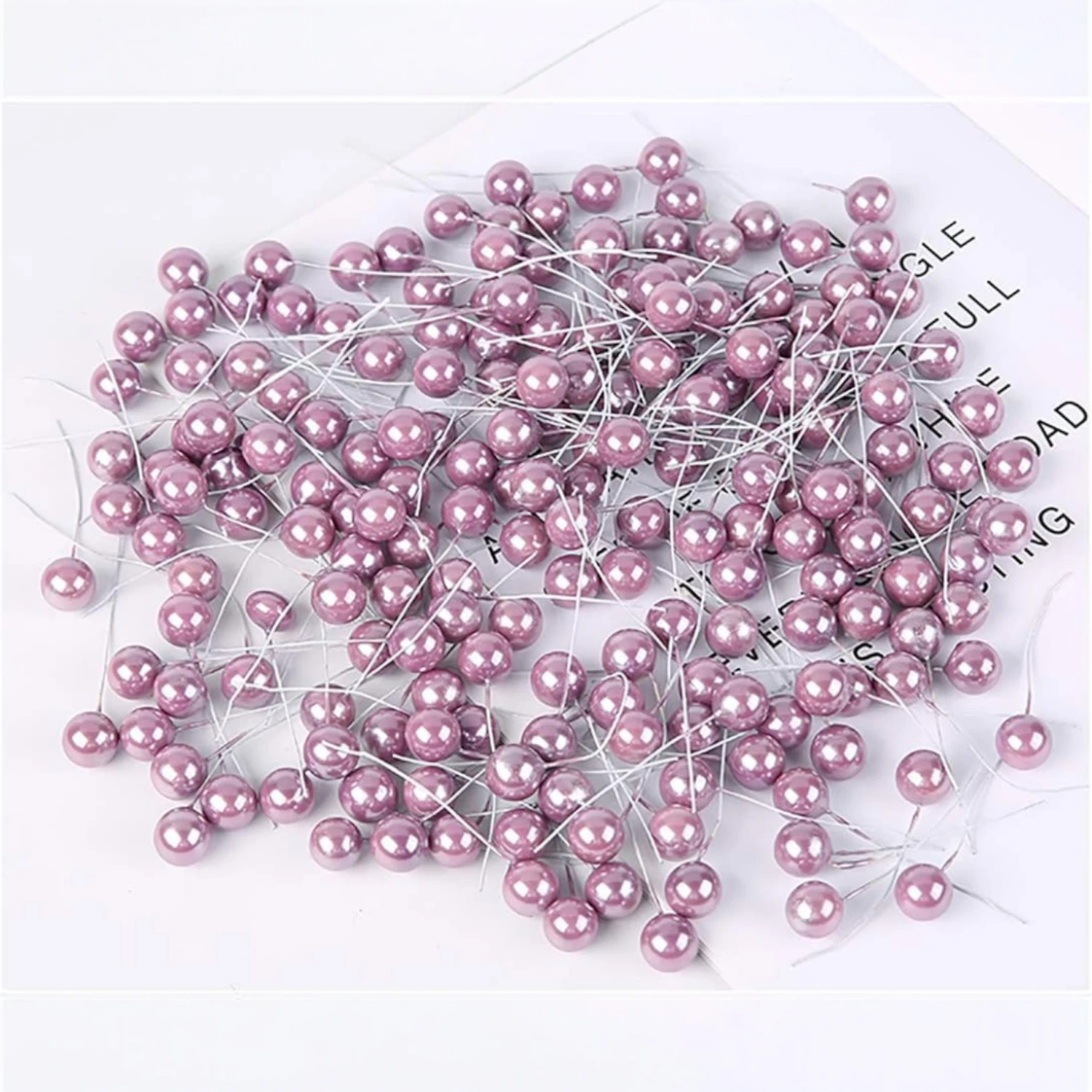 Ascension Artificial Holly Berries, 6cm Fake Berries Decor on Wire for Christmas Tree Decorations(Pack of 50 Purple)