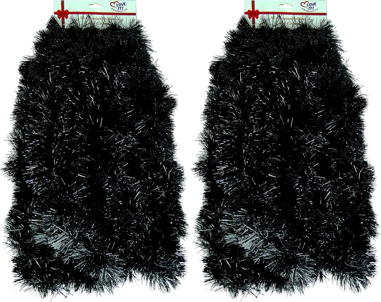 ascension 10 Pcs Black Garland for Christmas Home Decoration Artificial Tinsel Garland Black Heavy Christmas Strings, Ribbon for Xmas Christmas Tree Decoration Holiday Decoration