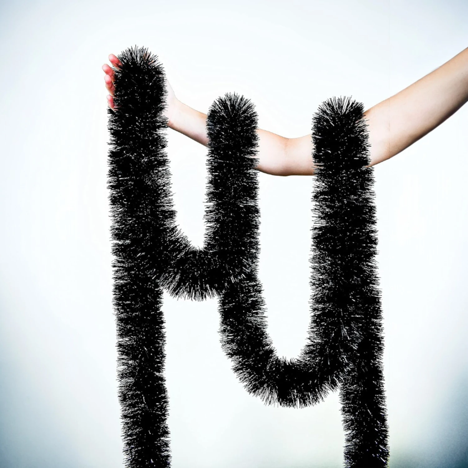 ascension 5 Pcs Black Garland for Christmas Home Decoration Artificial Tinsel Garland Black Heavy Christmas Strings, Ribbon for Xmas Christmas Tree Decoration Holiday Decoration (Copy) - Image 3