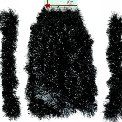 ascension 5 Pcs Black Garland for Christmas Home Decoration Artificial Tinsel Garland Black Heavy Christmas Strings, Ribbon for Xmas Christmas Tree Decoration Holiday Decoration (Copy)