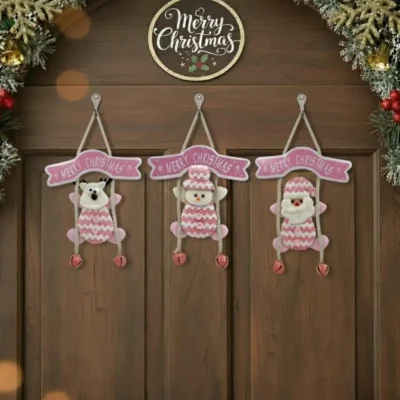 Ascension Santa Claus Hanging Ornament Christmas Tree Decoration Items Hanging Doll with Merry Christmas Sign Soft Santa Ornaments Tree Wall Hanging Home Holiday Welcome Front Door Decorations