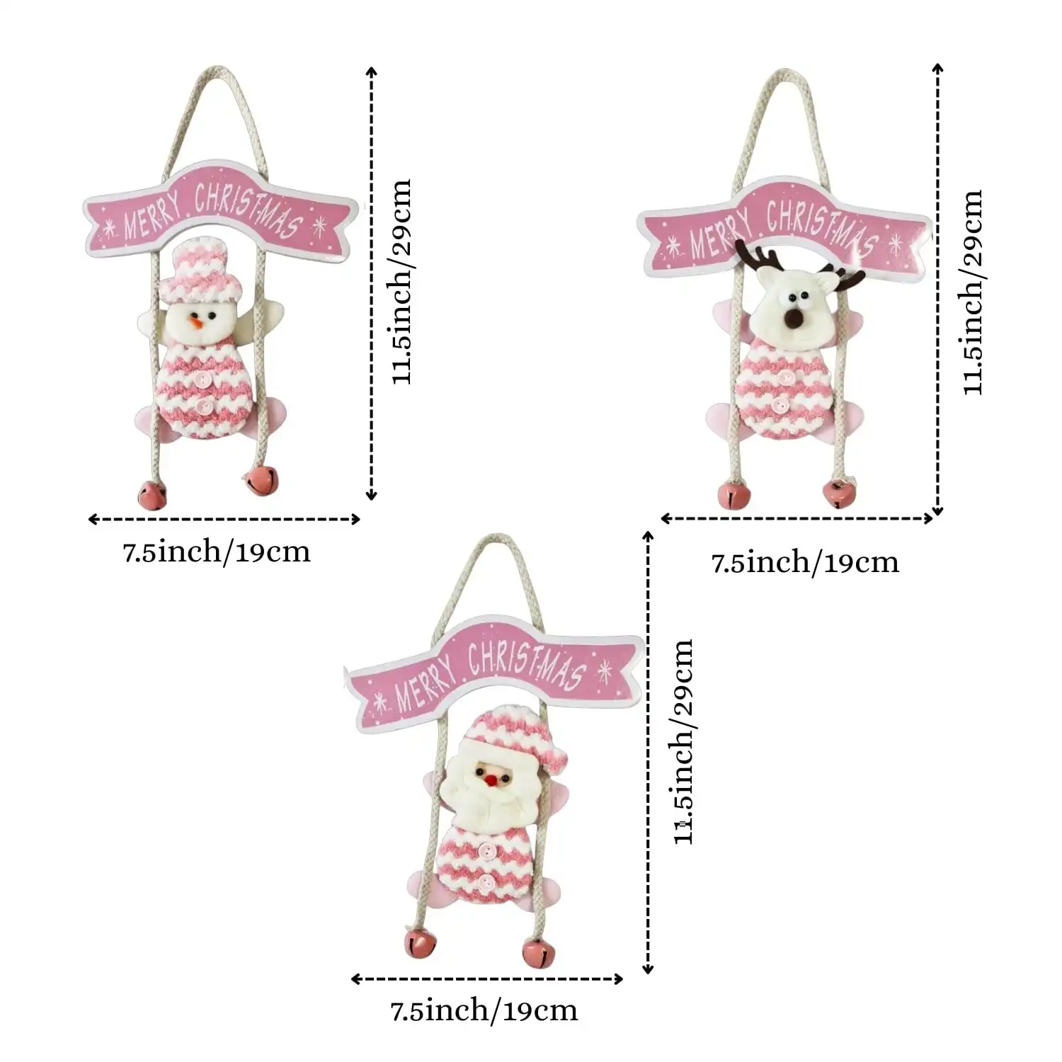 Ascension Snowman Hanging Ornament Christmas Tree Decoration Items Hanging Doll with Merry Christmas Sign Soft Snowman Ornaments Tree Wall Hanging Home Holiday Welcome (Snowman) - Image 2