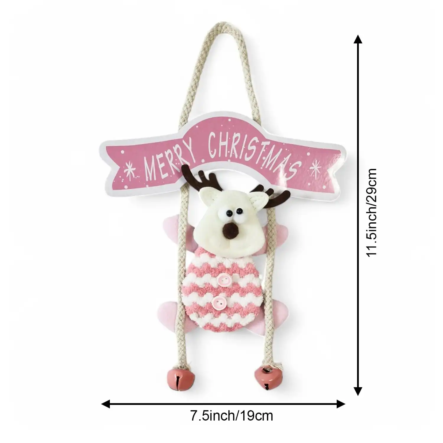 Ascension Elk Hanging Ornament Christmas Tree Decoration Items Hanging Doll with Merry Christmas Sign Soft Elk Reindeer Ornaments Tree Wall Hanging Home Holiday Welcome Front Door Decorations - Image 2
