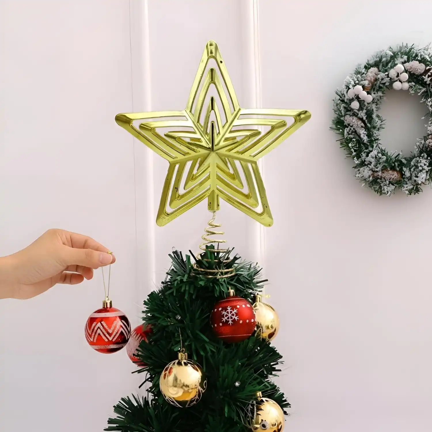 Ascension Christmas Tree Topper Star Golden for Tree Decorations Tree Top Xmas Hangings Ornaments for Xmas Party, Birthday, New Year Decoration Christmas Tree Hanging Star & Gift Items (Pack of 1)