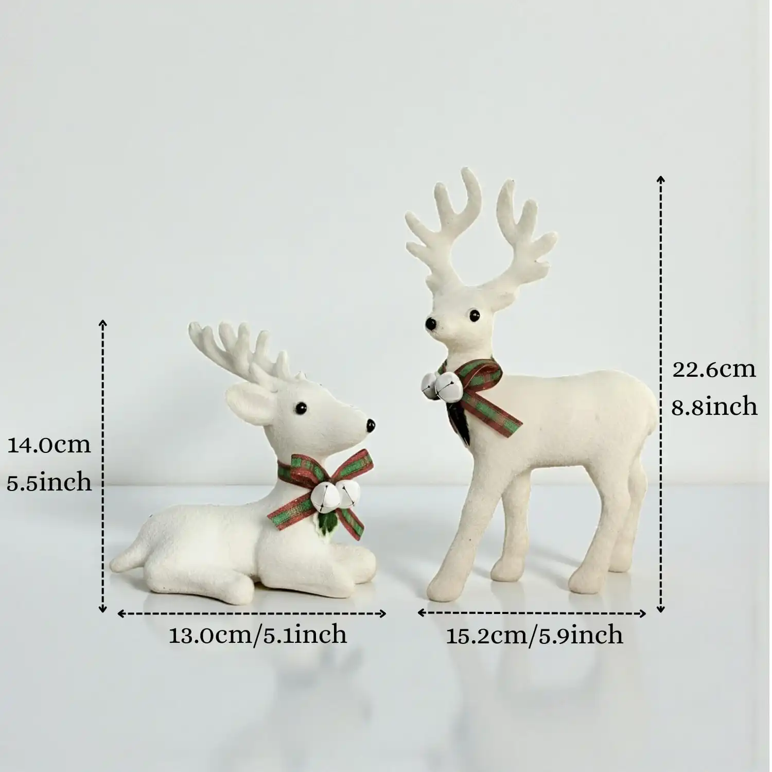 ascension Set of 1 Christmas Reindeer Figurines Elegant Deer for Christmas Decoration White Glitter Sitting & Standing Reindeers for Table Xmas Party Decoration Christmas Tabletop Decor & Gift Item - Image 3