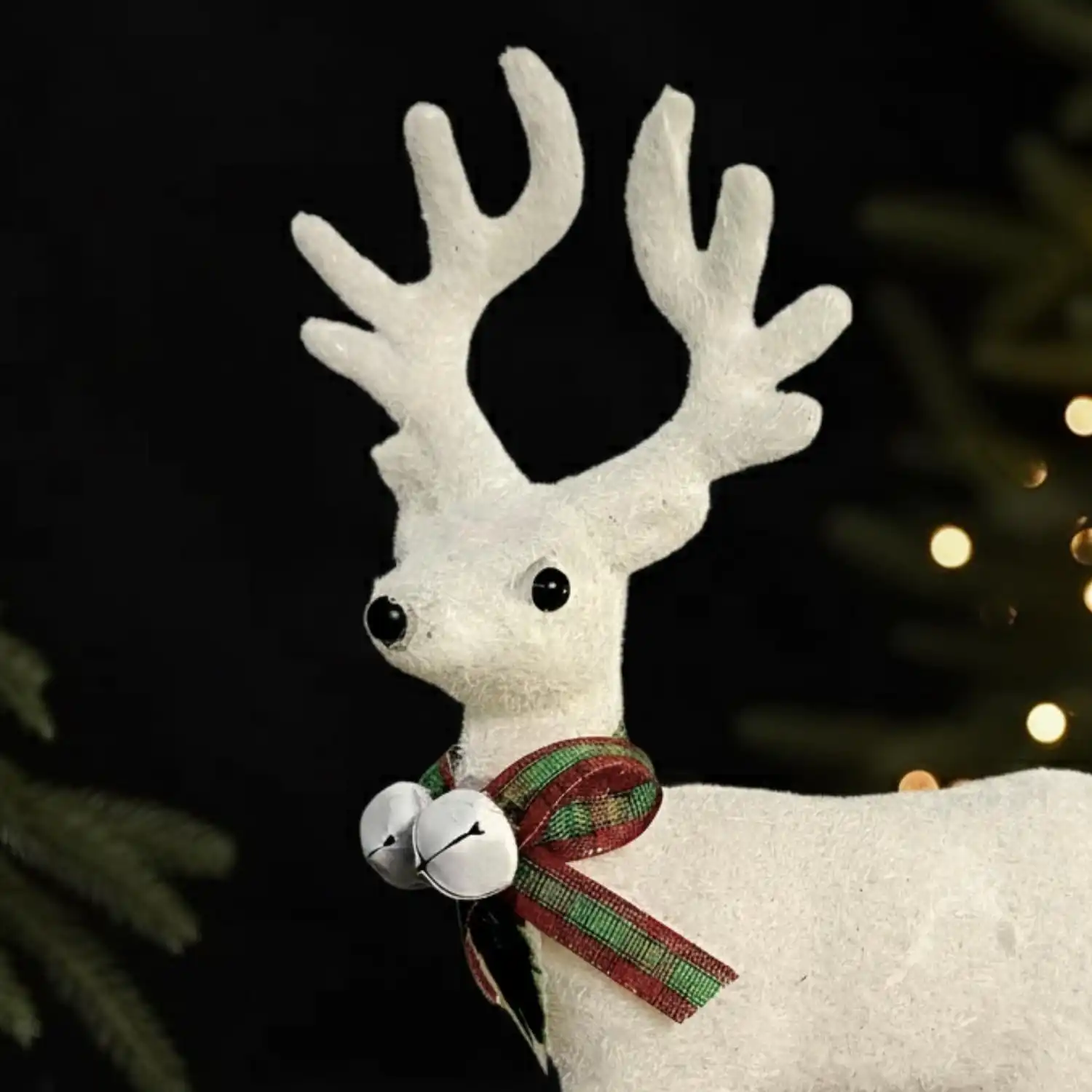 ascension Christmas Reindeer Figurines Elegant Deer for Christmas Decoration White Glitter Sitting Reindeers for Table Xmas Christmas Party Decoration Christmas Tabletop Decor & Gift Items - Image 3