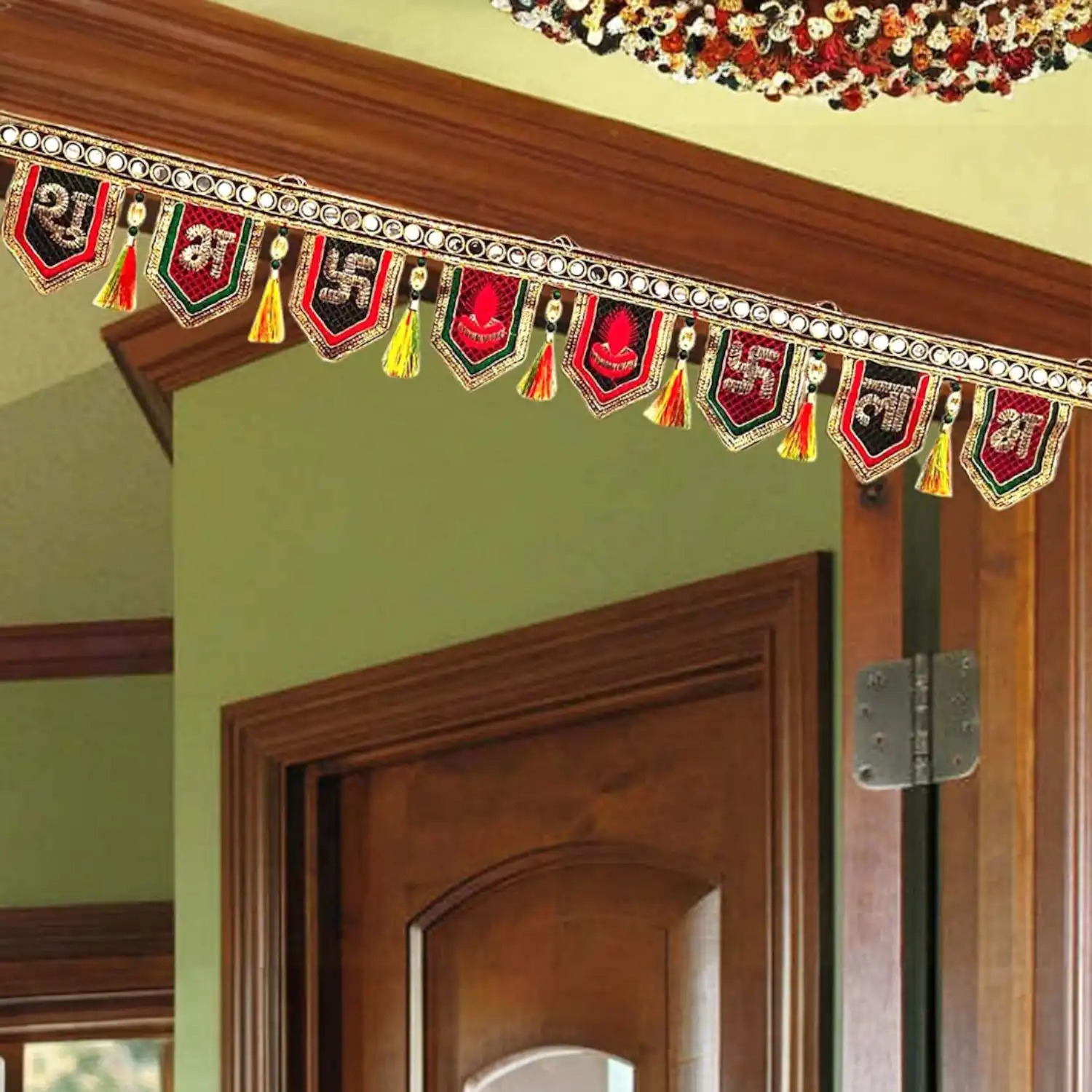 Ganesh ji Kalash Traditional Art Handmade Door Bandarwal toran for Home Décor Hangings for Decoration (Multicolour)