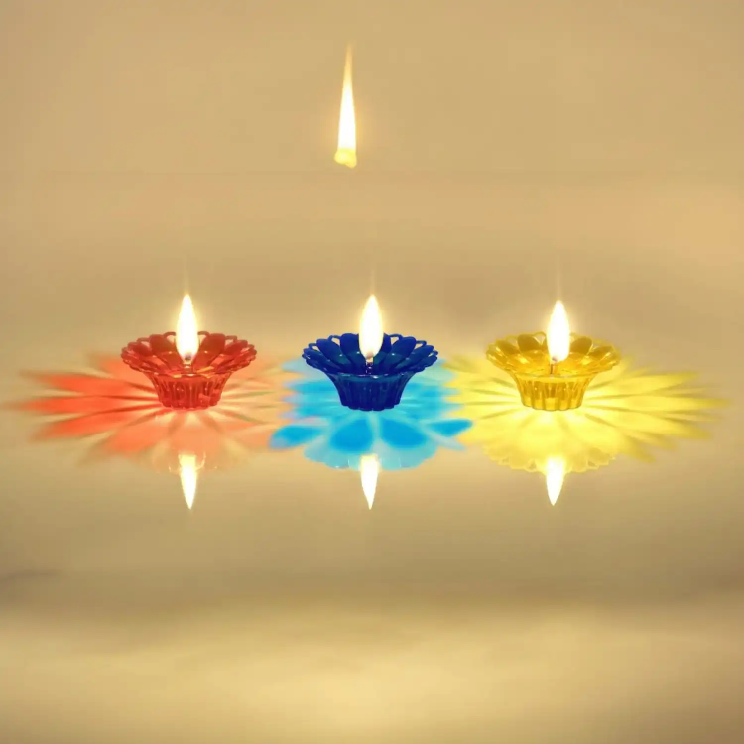 Ascension ® 12 Designer Transparent Diya Deepak Special Reusable Diya Colourful Reflection Diya Combo Sai Diya Deepak Sai Ram Deepak Decorative Diwali Deepak Oil Diye for Decoration