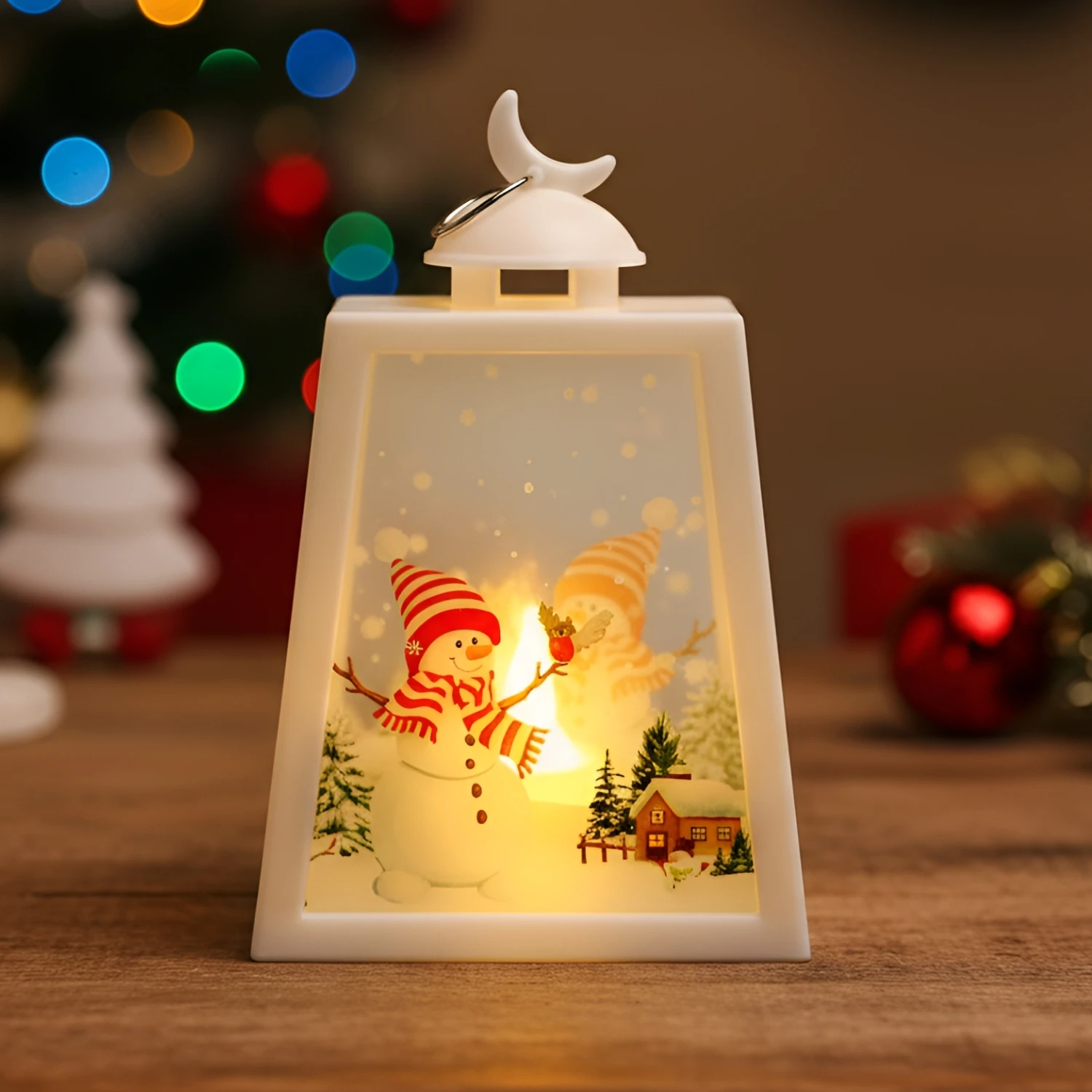 Snowman Christmas Decorative Lantern Ornament Festive Winter Tabletop Decoration for Home
