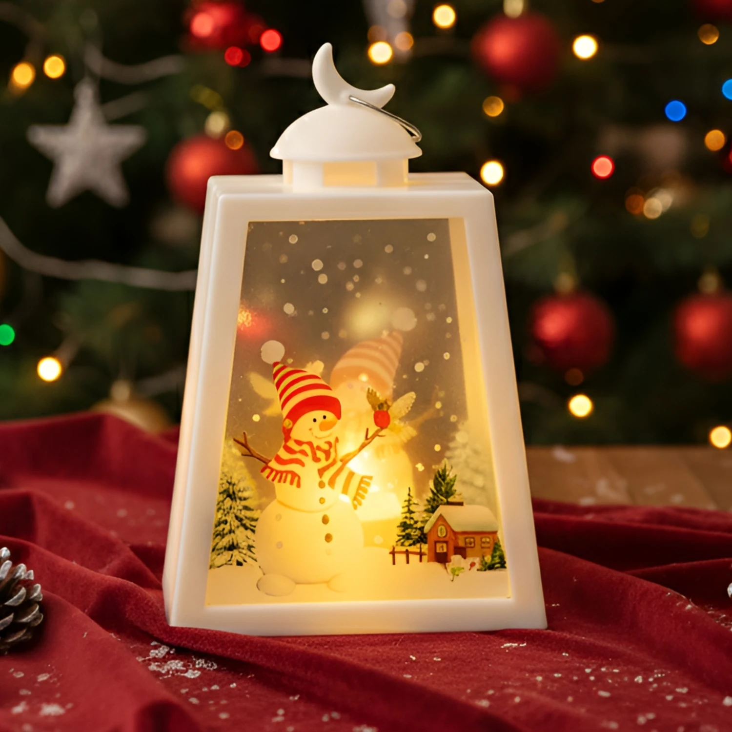 Snowman Christmas Decorative Lantern Ornament Festive Winter Tabletop Decoration for Home - Image 2