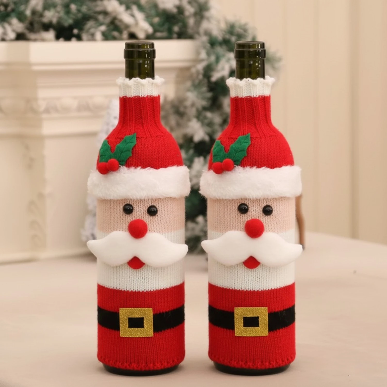 Pack of 2 Christmas Santa Wine Bottle Covers