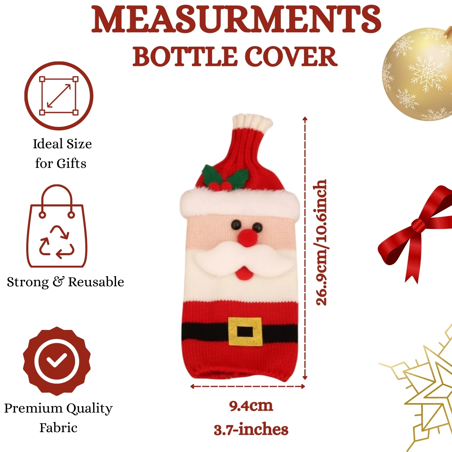 Pack of 2 Christmas Santa Wine Bottle Covers - Image 5