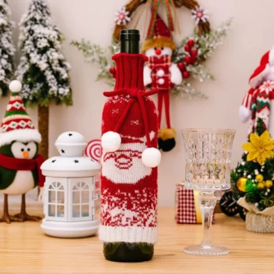 Santa Claus Wine Bottle Sweater Cover – Holiday Table Décor