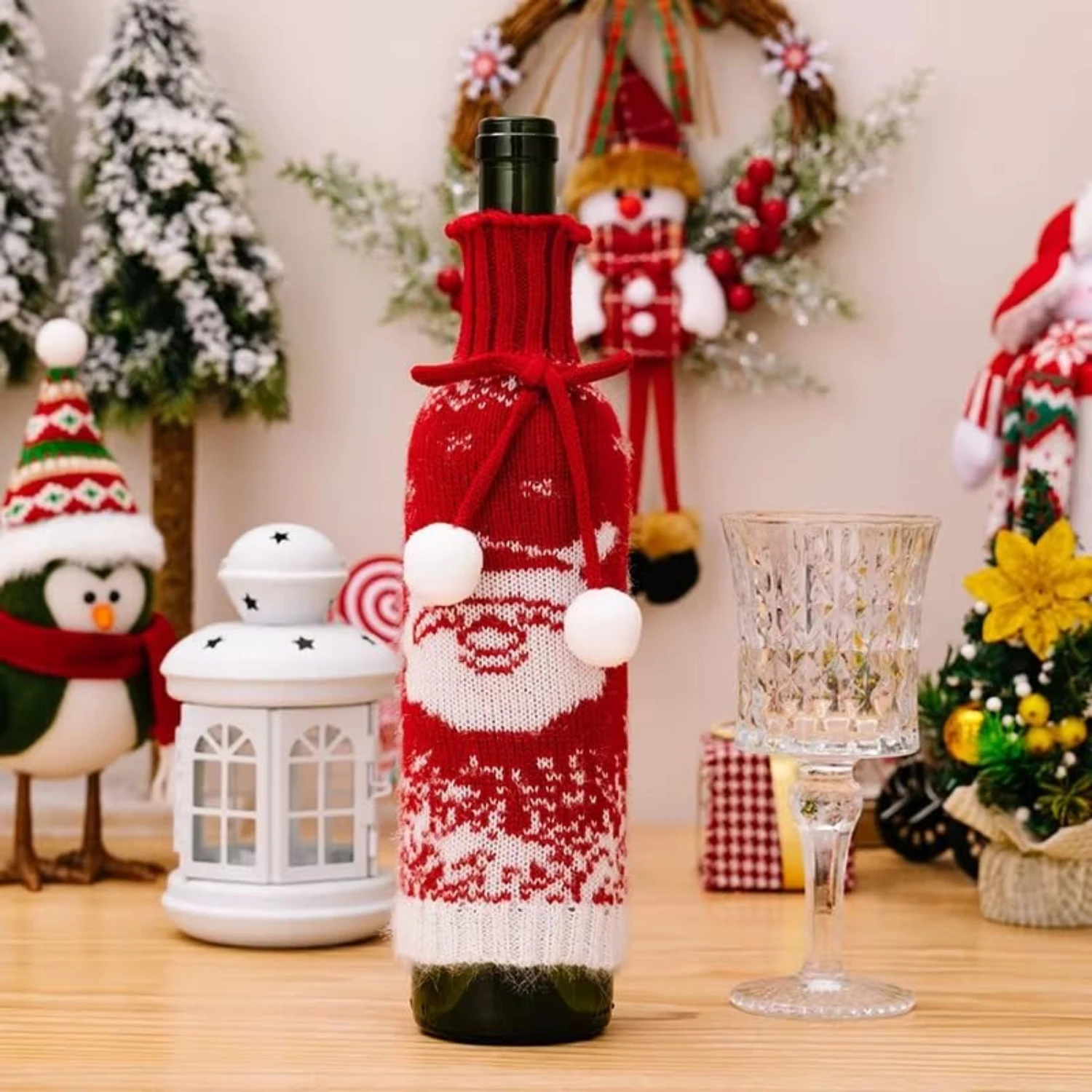 Santa Claus Wine Bottle Sweater Cover – Holiday Table Décor(Pack Of 2) - Image 4