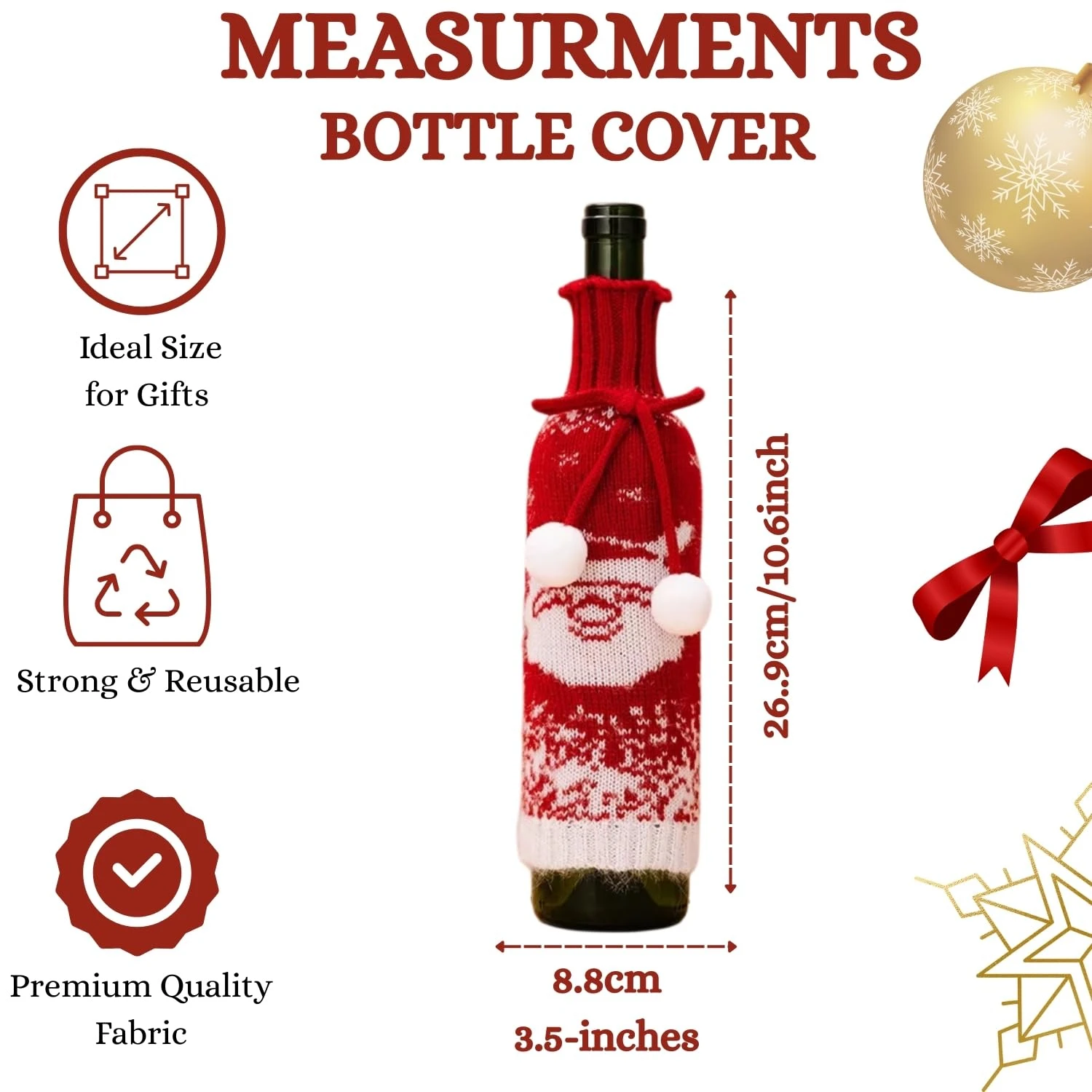 Santa Claus Wine Bottle Sweater Cover – Holiday Table Décor - Image 3