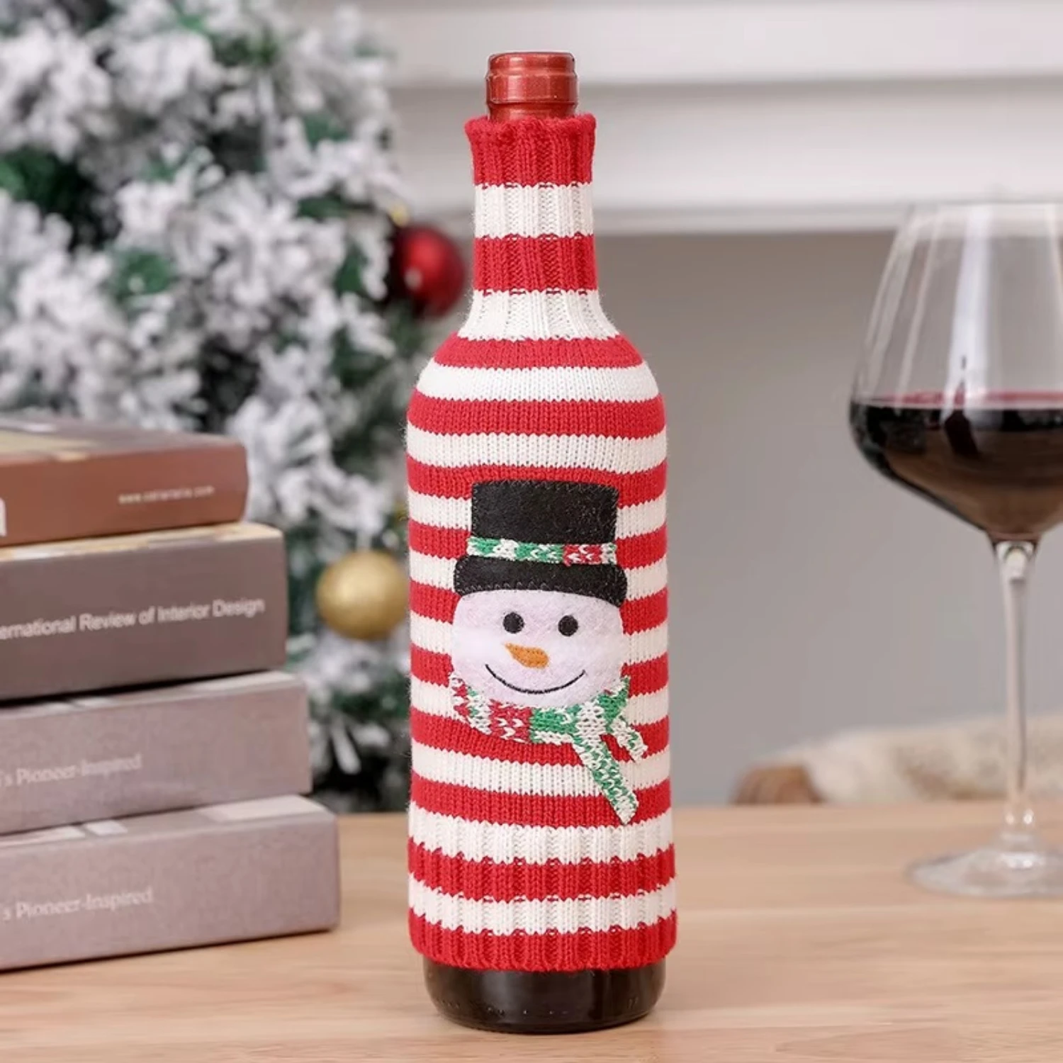 Set of 2 Snowman Wine Bottle Sweater Cover - Image 2