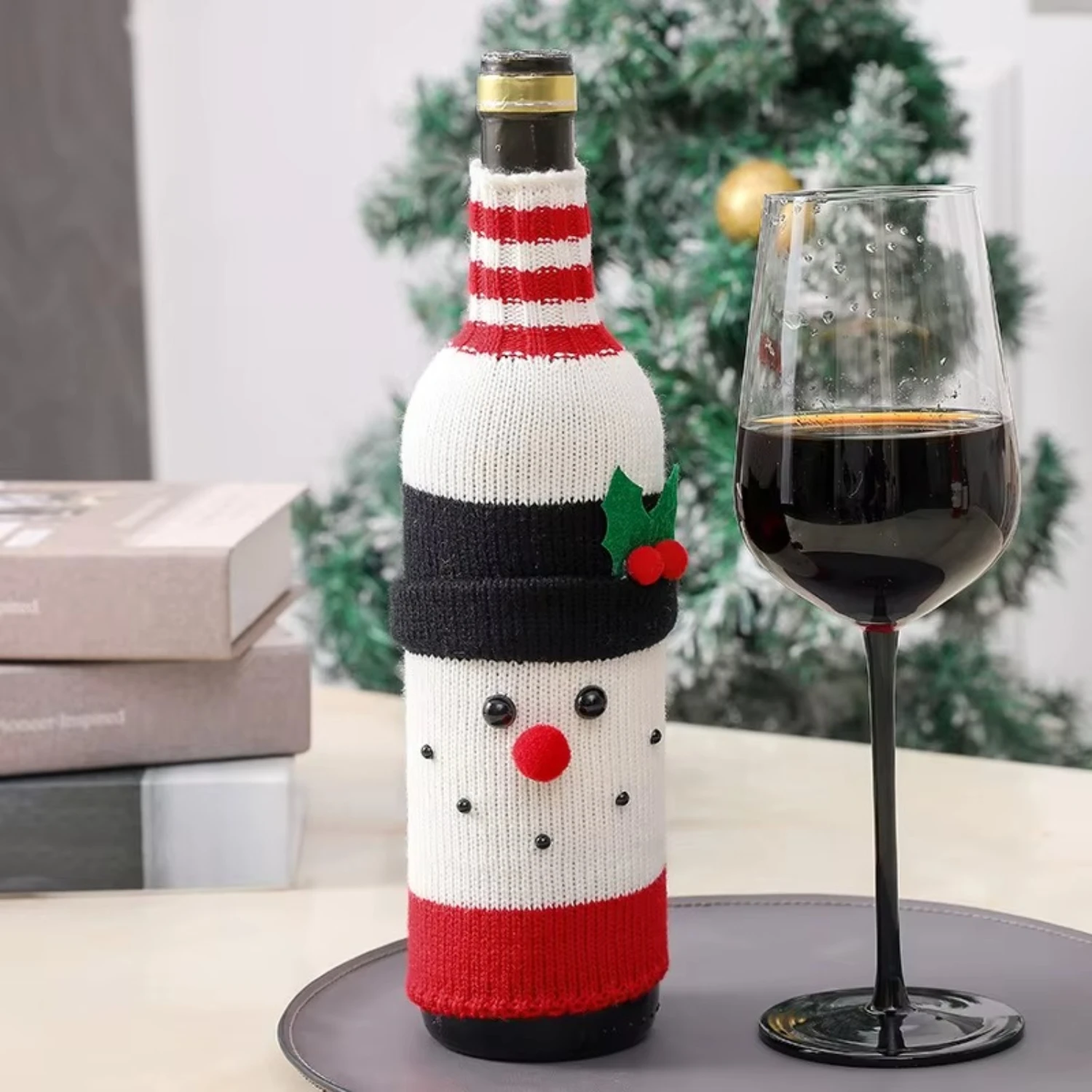 Set of 2 Snowman Wine Bottle Sweater Cover - Image 3