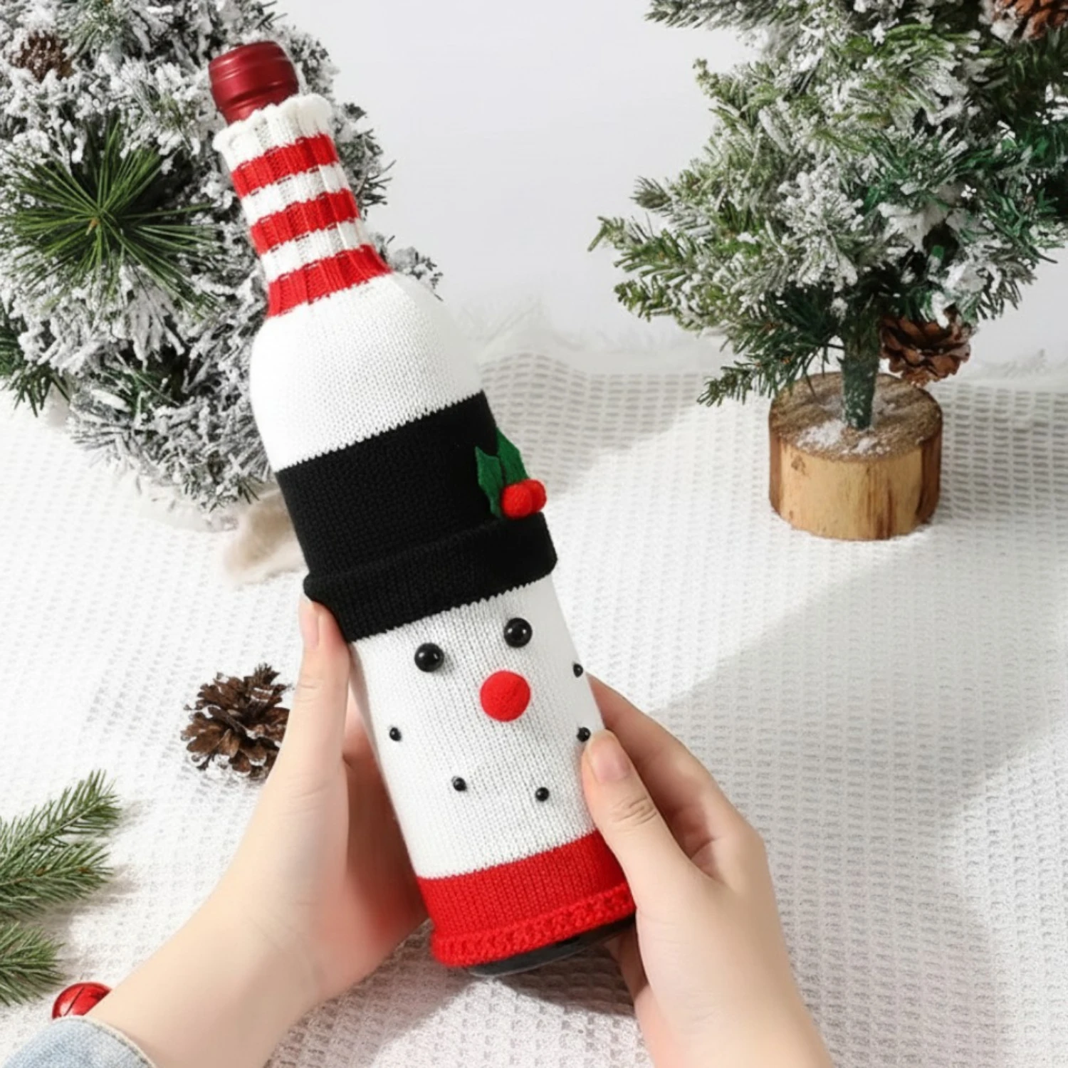 Set of 2 Snowman Wine Bottle Sweater Cover - Image 5