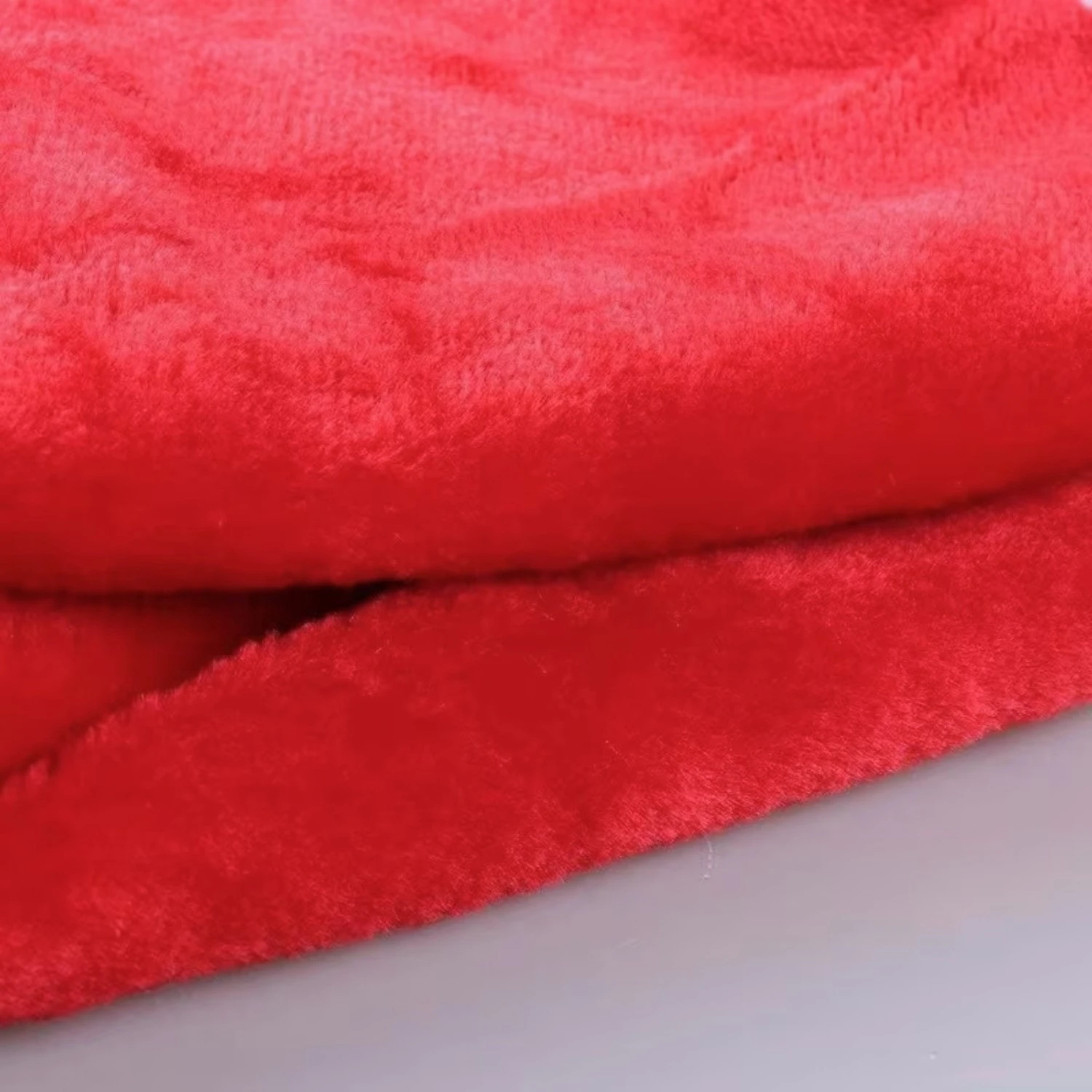 Red Christmas Tree Skirt with White Faux Fur Trim Velvet Double Layered - Image 2