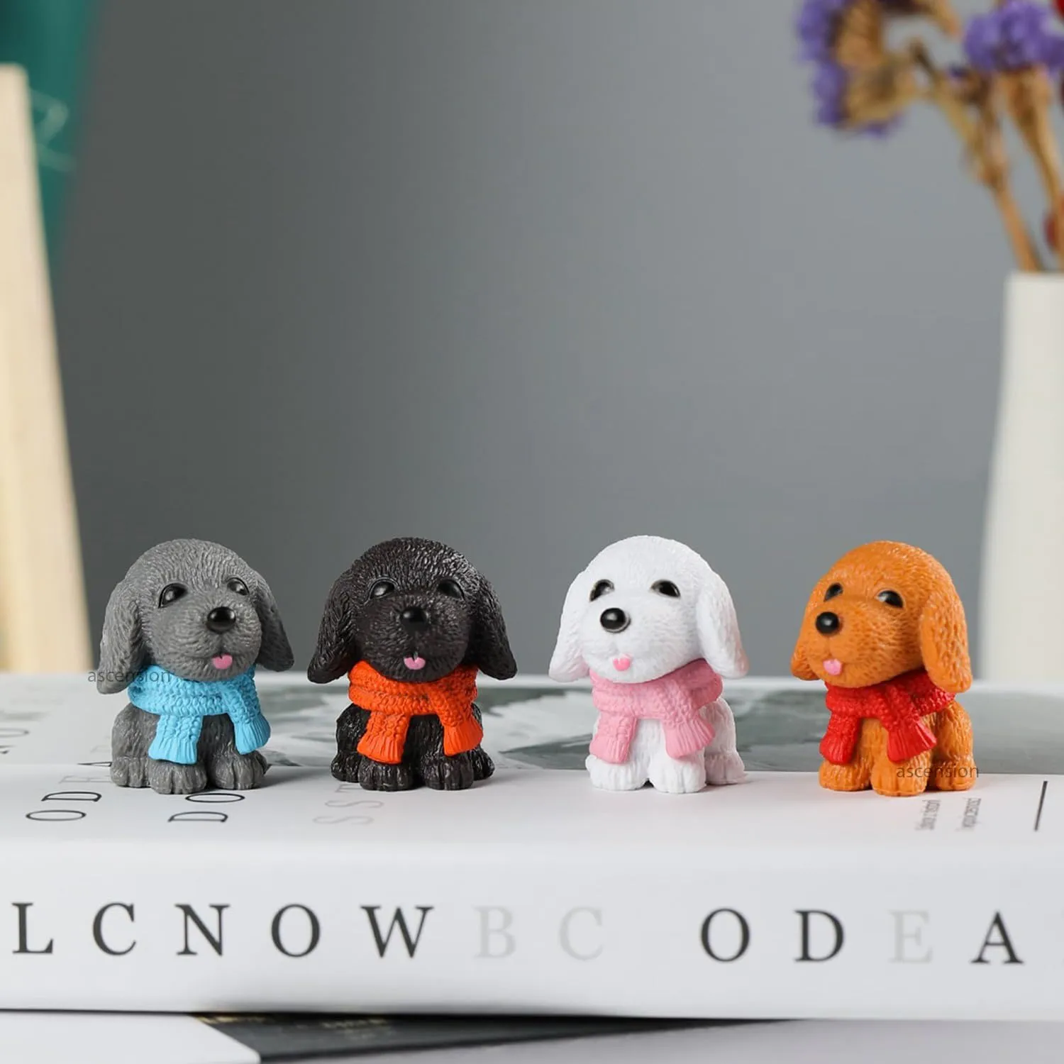 4 Pieces of Dogs Miniature Set Unique Gifts for Girlfriend Boyfriend Dog Miniature Set for Garden Décor, Living Room, Office, Restaurant Decoration, Doll House Decor