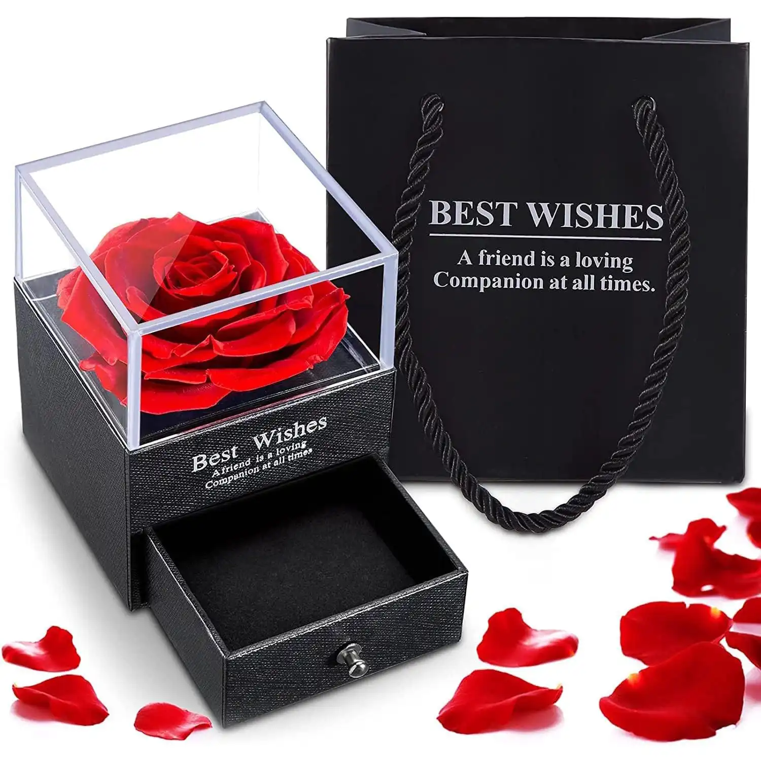 Ascension Preserved Red Rose Flower Gift Box for Girlfriend Boyfriend Husband Wife Eternal Rose Flower with Jewelry Storage Box Roses Box Roses Gift for Valentine's Day Anniversary Birthday