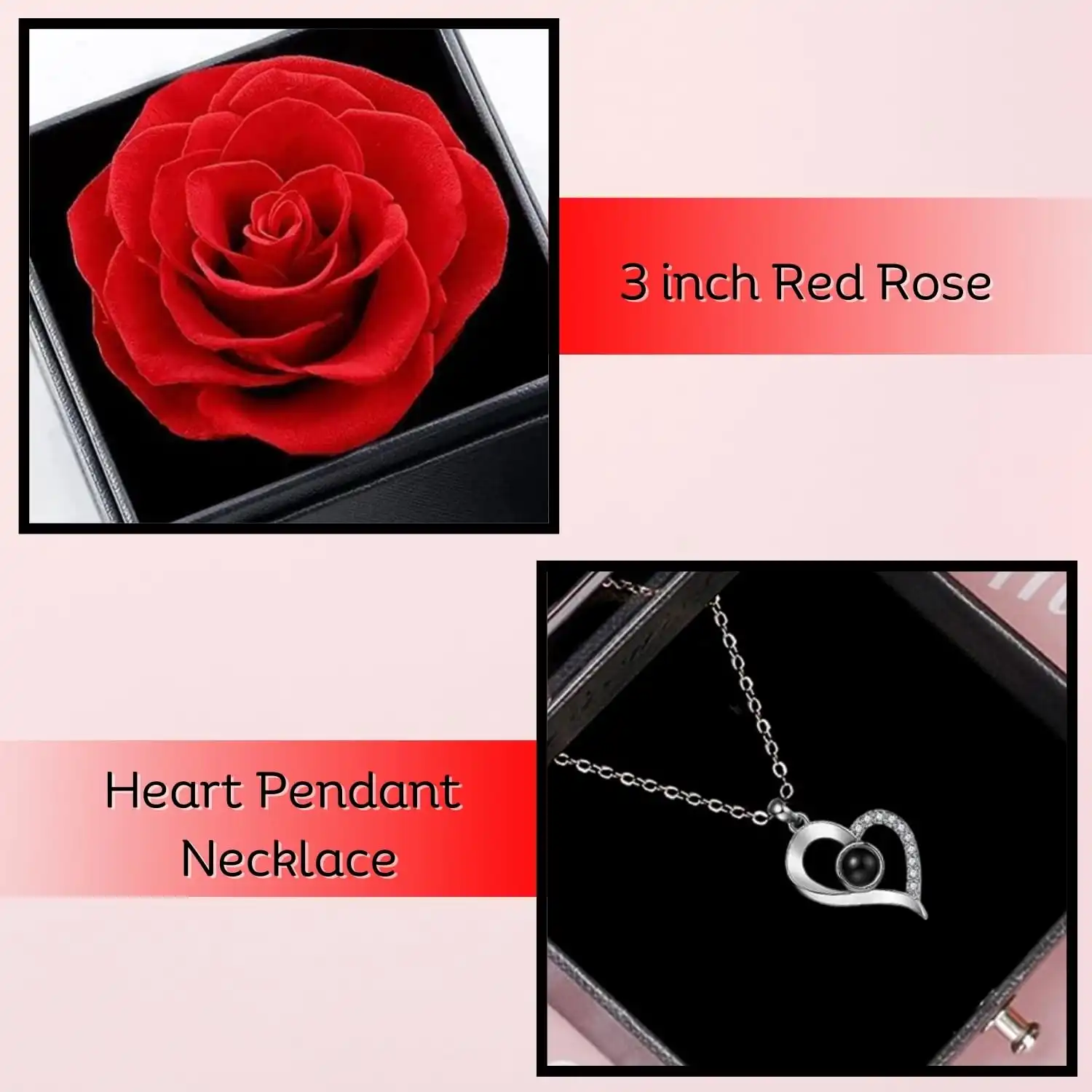 ascension Eternal Rose Gift Box with Heart Necklace Fresh Roses Gift for Girlfriend Boyfriend Newlyweds Rose Flower with Jewelry Storage Box & Necklace for Valentine's Day Anniversary - Image 4