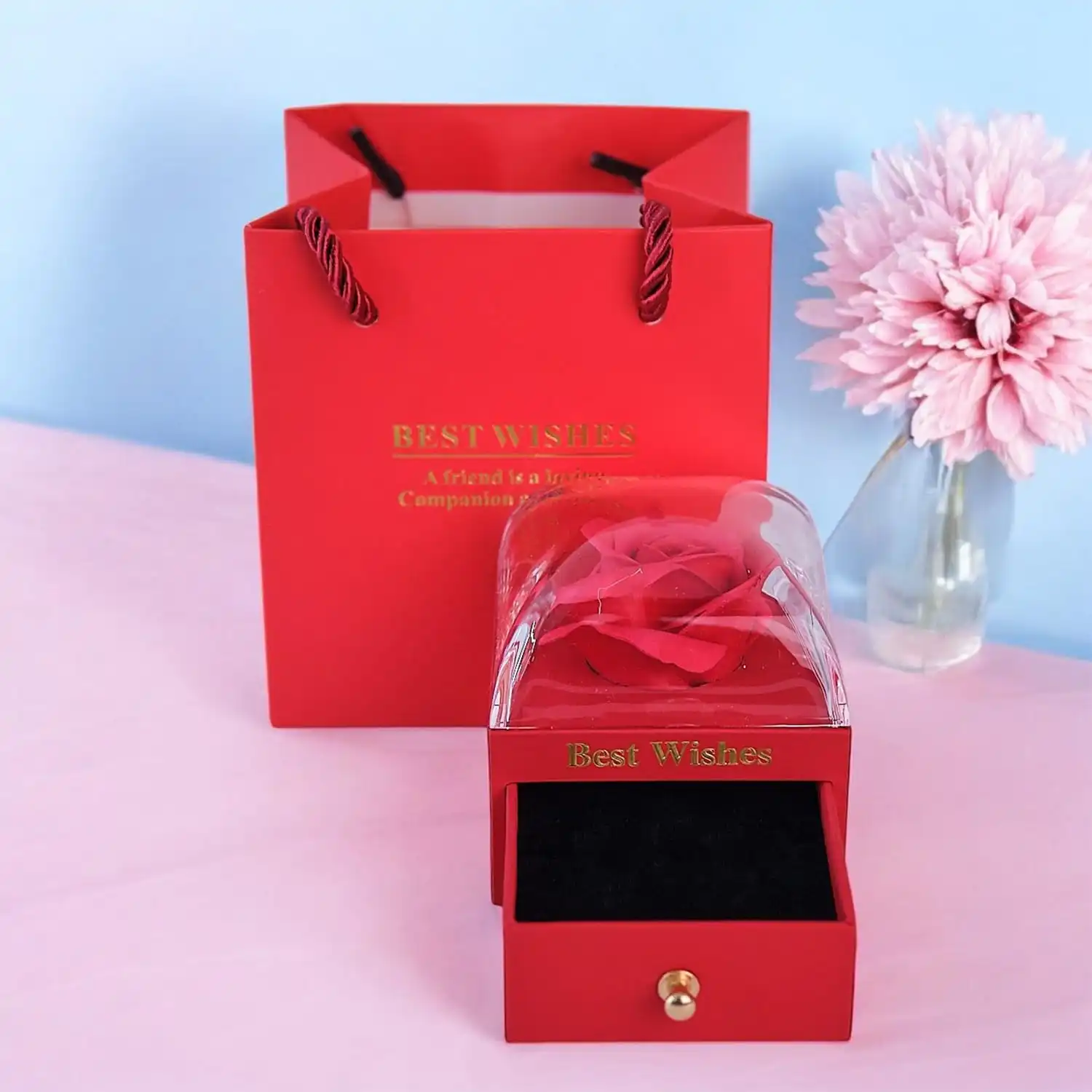 Ascension Preserved Red Rose Flower Gift Box for Girlfriend Boyfriend Husband Wife Eternal Rose Flower with Jewelry Storage Box Roses Box Roses Gift for Valentine's Day Birthday Anniversary - Image 3