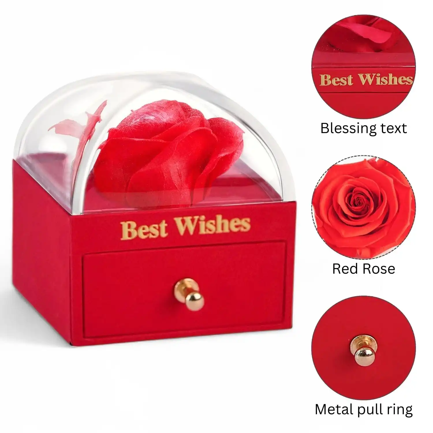 Ascension Preserved Red Rose Flower Gift Box for Girlfriend Boyfriend Husband Wife Eternal Rose Flower with Jewelry Storage Box Roses Box Roses Gift for Valentine's Day Birthday Anniversary - Image 4