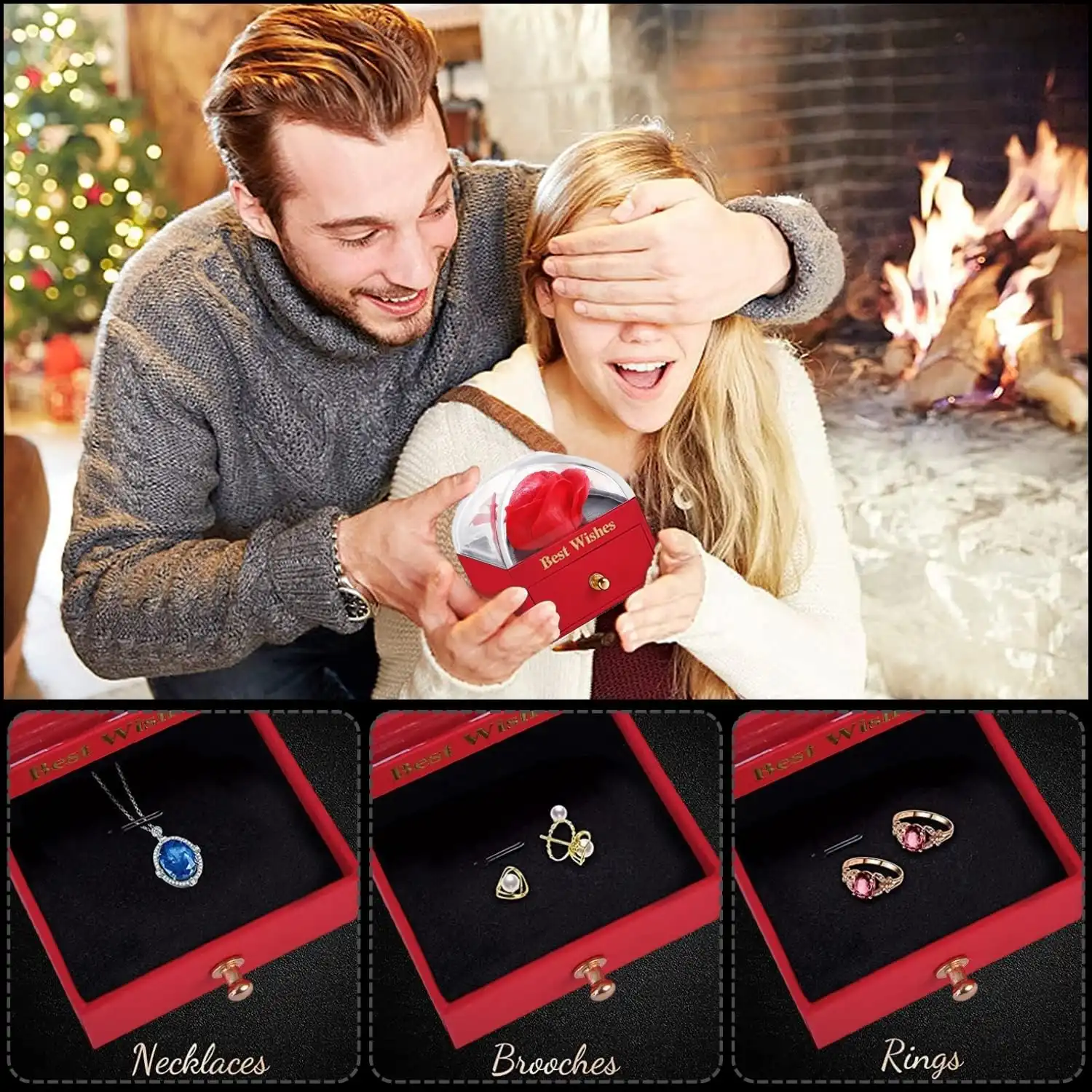 Ascension Preserved Red Rose Flower Gift Box for Girlfriend Boyfriend Husband Wife Eternal Rose Flower with Jewelry Storage Box Roses Box Roses Gift for Valentine's Day Birthday Anniversary - Image 5