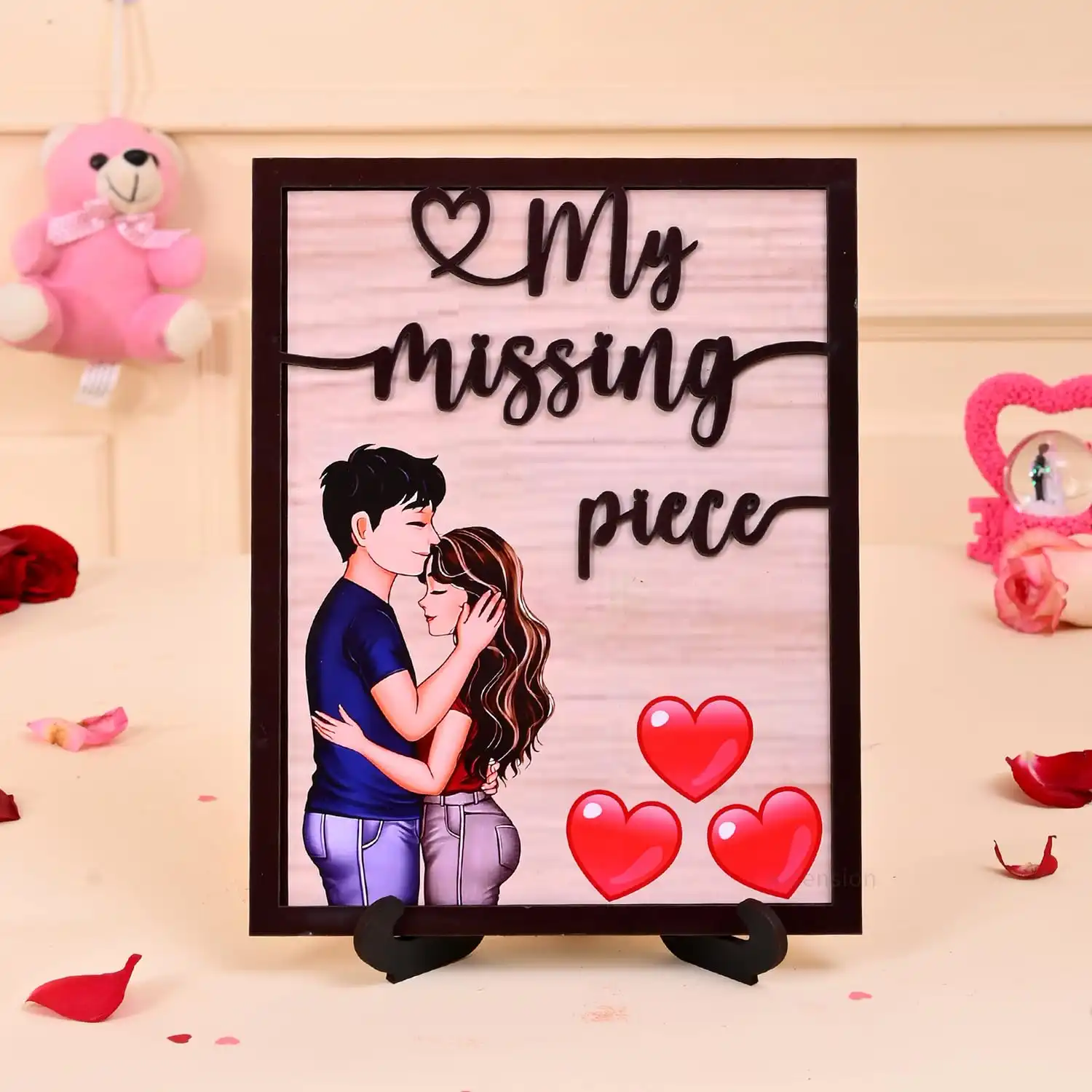 ascension My Missing Piece Wooden Showpiece with Stand Valentine Day Gifts Valentine Gift for Girlfriend Boyfriend Husband Wife Gifts for Loved Once Valentine Day Decoration Item