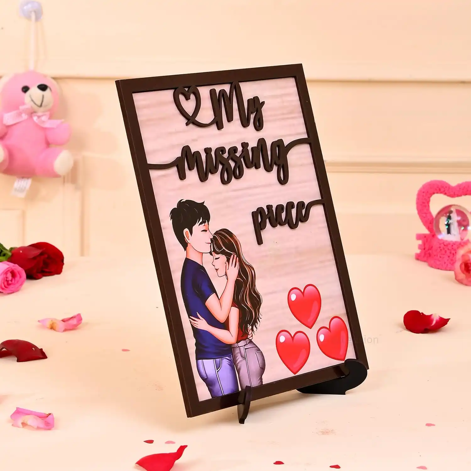 ascension My Missing Piece Wooden Showpiece with Stand Valentine Day Gifts Valentine Gift for Girlfriend Boyfriend Husband Wife Gifts for Loved Once Valentine Day Decoration Item - Image 3