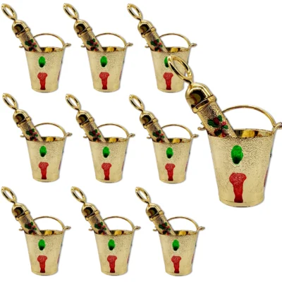 Ascension Handcrafted Laddu Gopal Pichkari Set with Meenakari Work Kanha Ji Holi Pooja Set for Thakur Ji Holi Pichkari & Mini Bucket for Pooja, Temple & Home Mandir laddu Gopal Holi Set (Pack of 10)