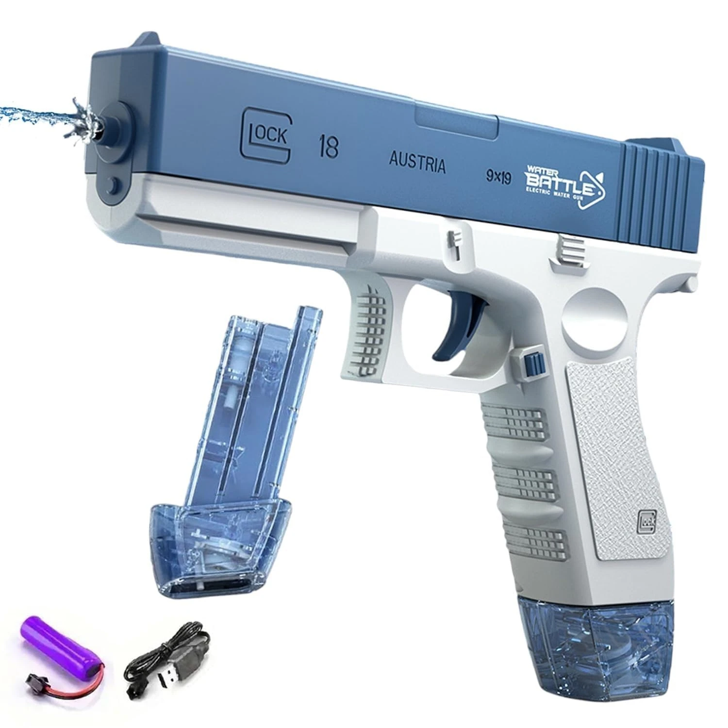 Ascension High Pressure Holi Pichkari Electric Water Gun Pichkari Automatic Squirt Water Gun with 300CC Excellent Range 25 Feet Squirt Water Toy Gun for Summer Party (8inch)